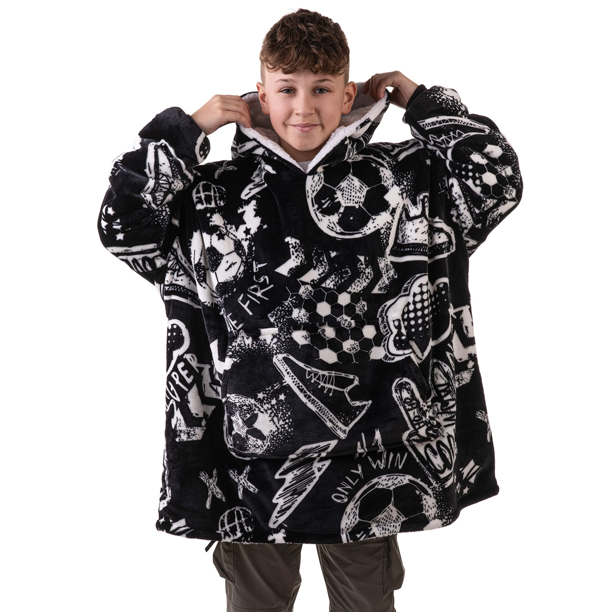 The Big Softy Sports Blanket Hoodie Kids & Men — Oversized Wearable Blanket Kids, Teens, Soccer & Basketball Hoodie for Boys