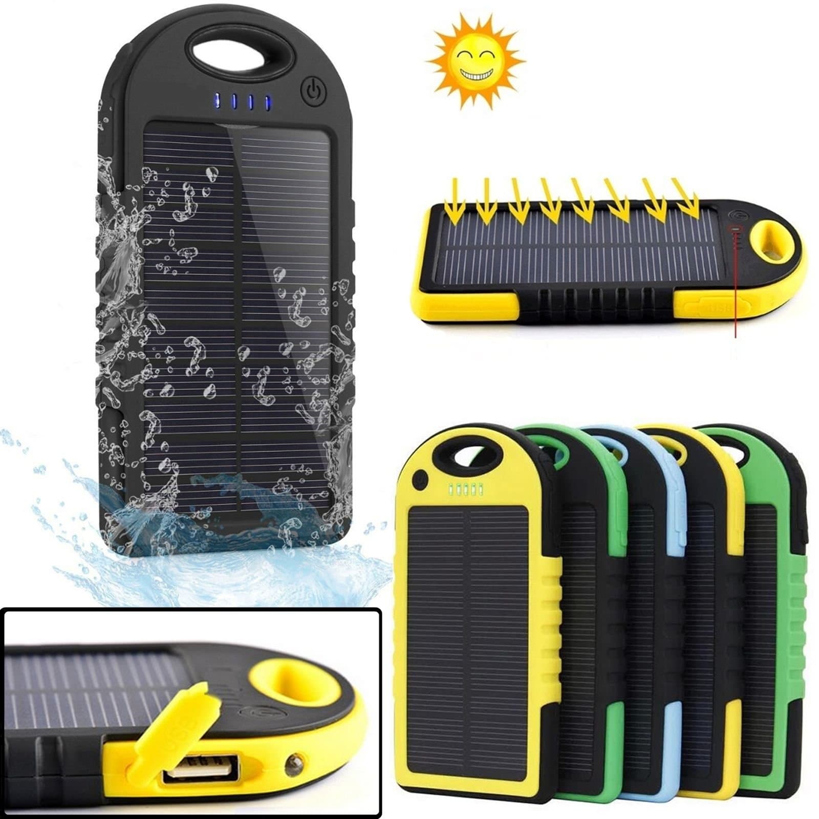 5000MAH SOLAR CHARGING PORTABLE WATERPROOF POWERBANK FOR LG G FLEX 1 2