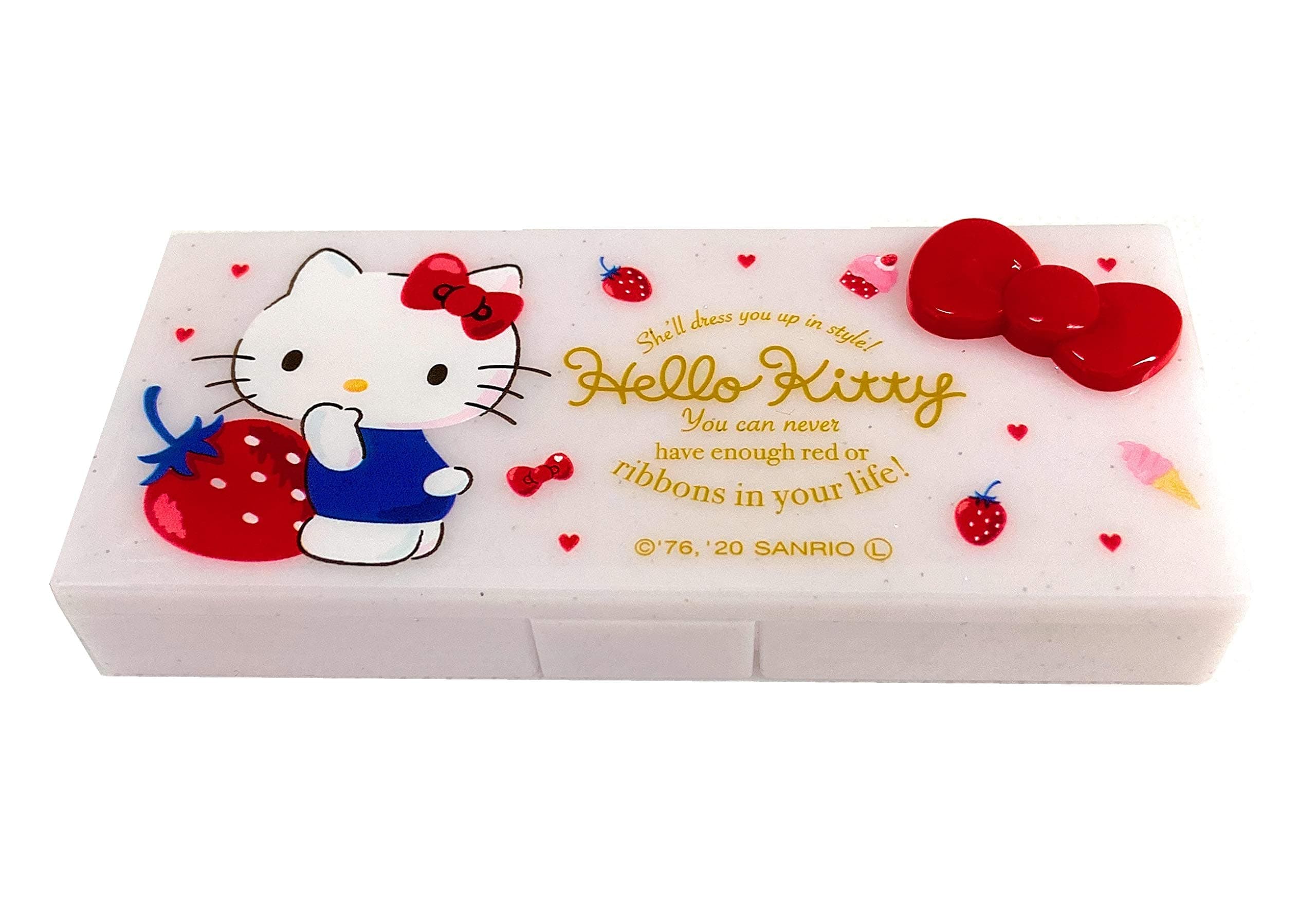 FriendSanrio Hello Kitty Container Cosmetic Care Case Makeup Travel Accessory Cases 4.1in x 1.9in x 0.8in (Happiness)