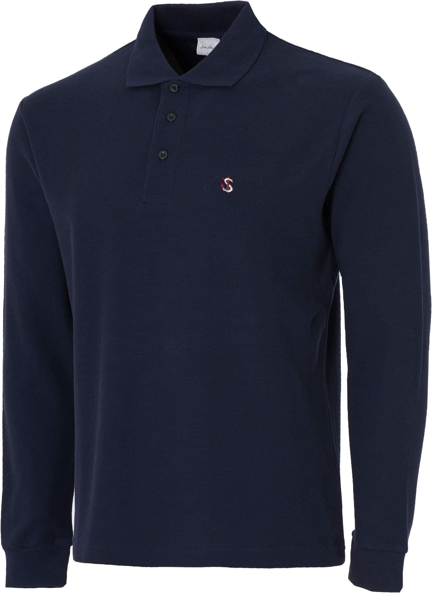 John Shark Long Sleeve Polo Shirts for Men Designer Neck Tops Grey Black Navy