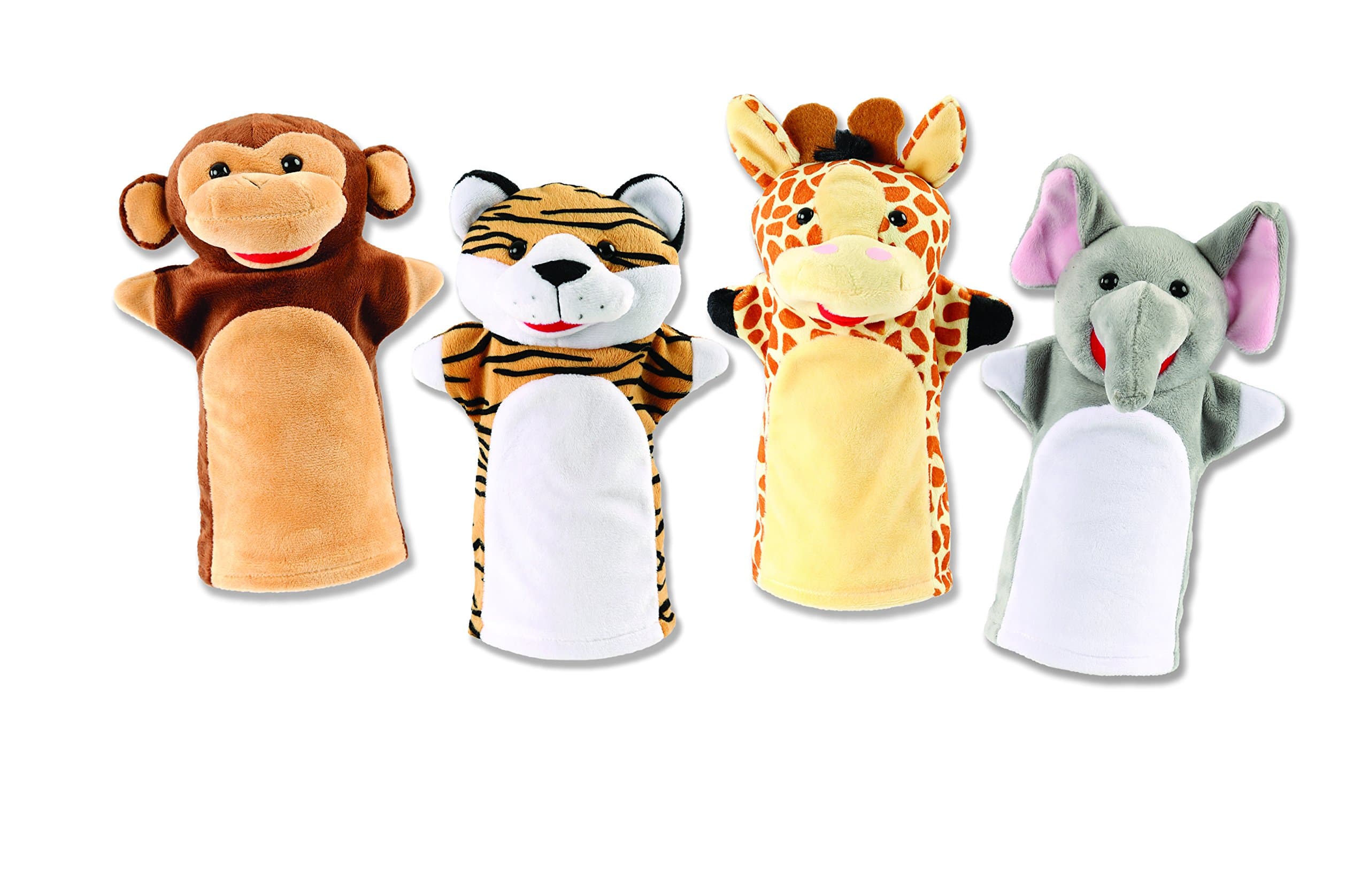 Talking Animal Hand Puppets by Animal House | Includes (4) Hand Puppets, Each with A Unique Animal Sound When You Squeeze | Baby Gift | Toddler Gift (Jungle Buddies)