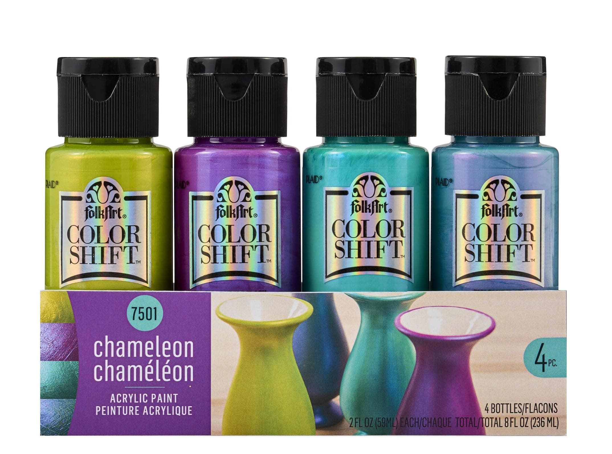 FolkArt Color, 10 Bottle Multi-Surface Acrylic Paint Set, 2oz, Basics