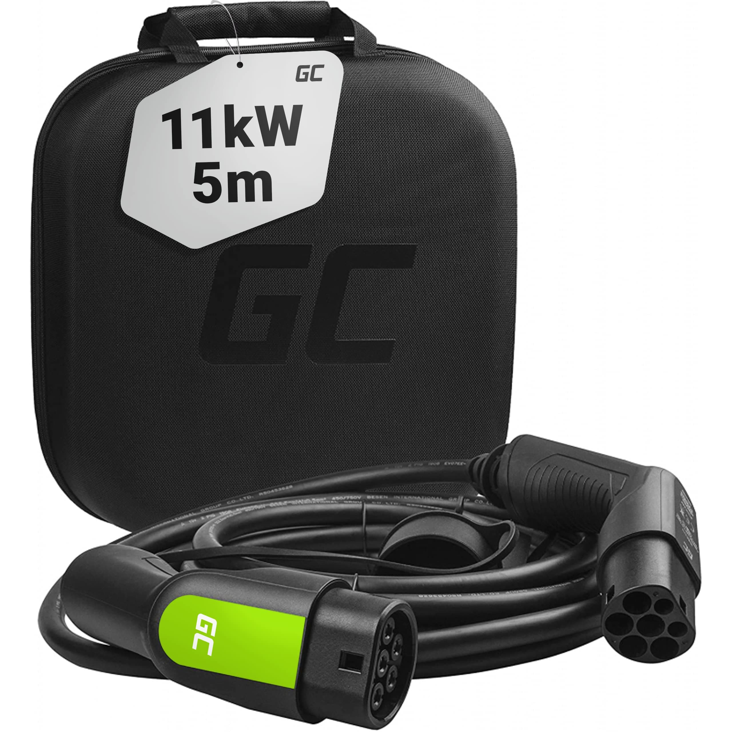 Green Cell Kabel GC EV Type 2 11kW 5m do adowania Tesla Model 3 S X Leaf ZOE i3 ID.3 IPace ETron Kona Ioniq