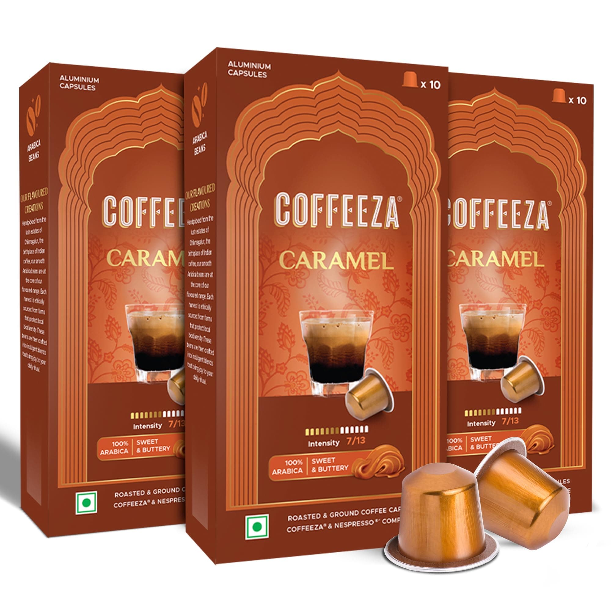 Caramel Flavored coffee pods | Intensity – 7, 100% Arabica Aluminium Coffee Pods, 3 Pack - 30 Flavoured Pods (Compatible with OriginalLine Machines only*)