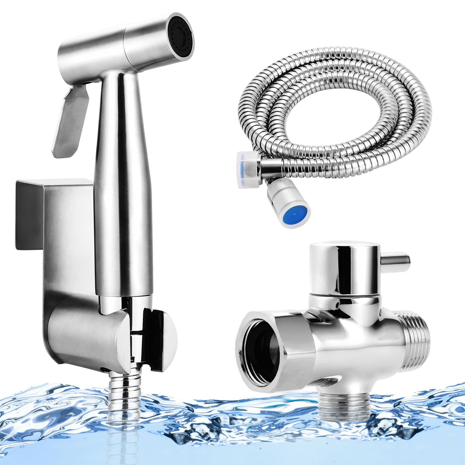 Dorfin Hand Held Brass Bidet Sprayer, Premium Brass Diaper Toilet Sprayer Shattaf - Complete Set for Toilet Hand Shower, Hand Bidet Toilet Attachment Sprayer - Muslim Shower (Bidet Faucets)