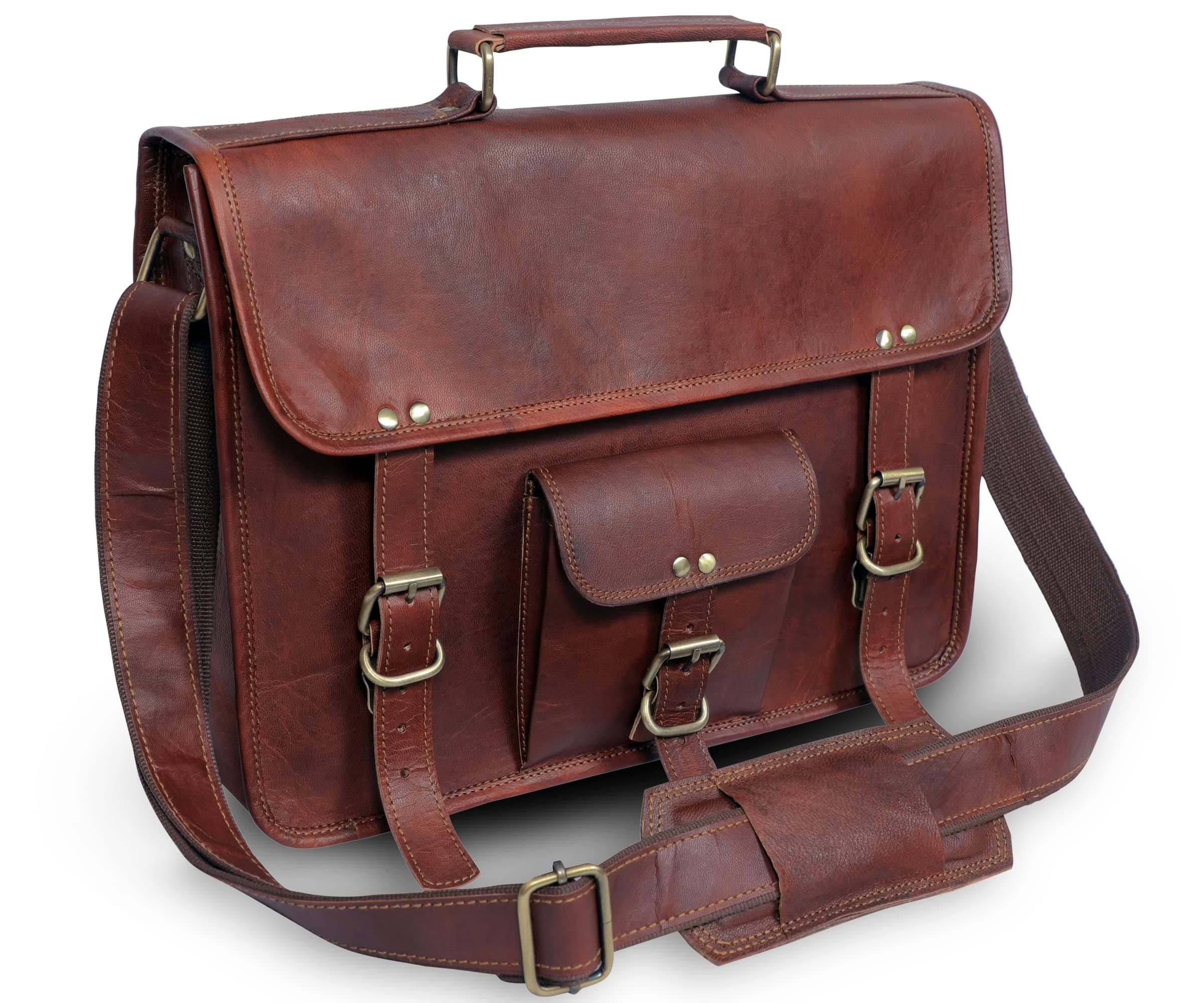 ANUENT Laptop Bags Vintage Soft Leather Messenger