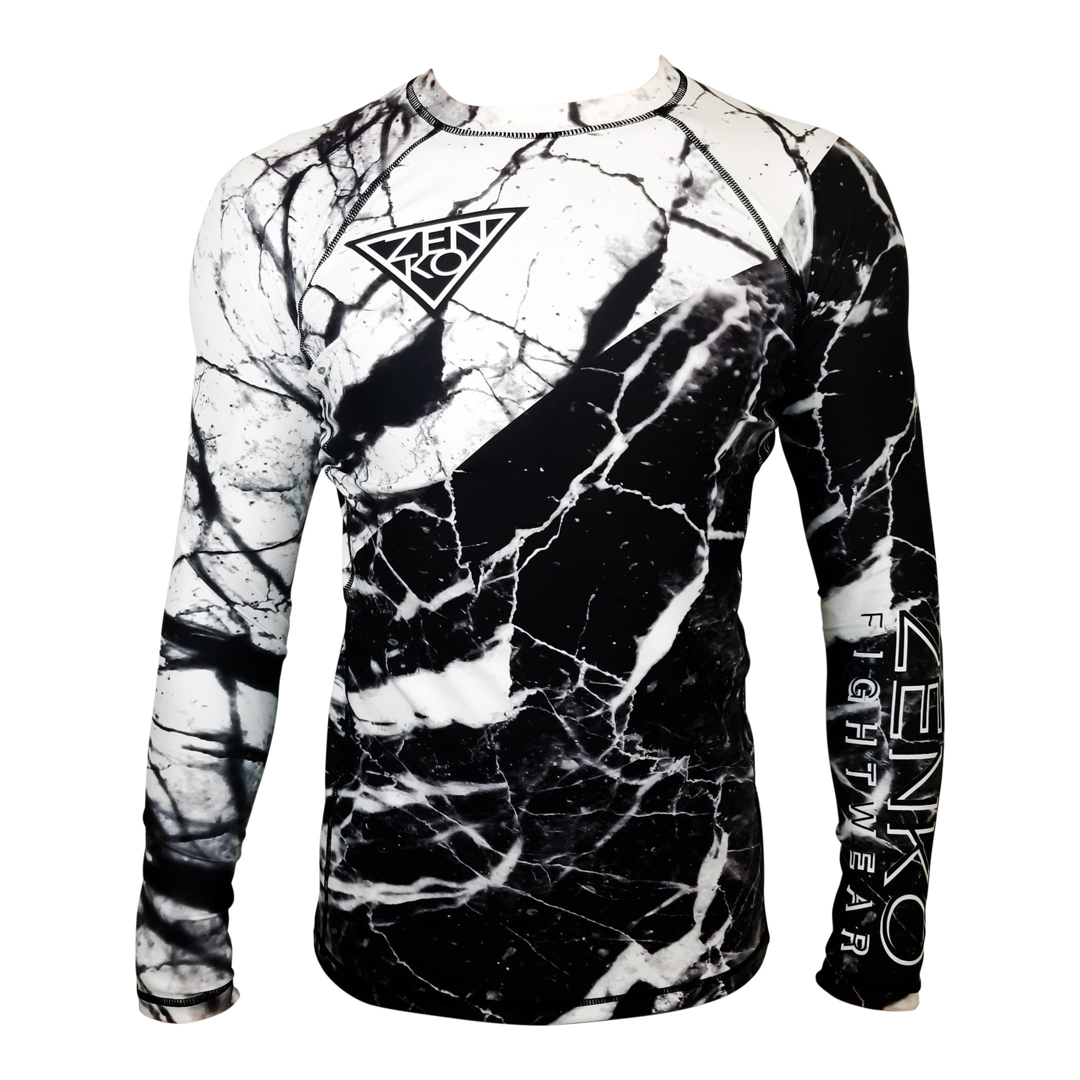 ZENKO FIGHTWEAR Marble Rashguard Long Sleeve Compression Rash Guard Unisex Adult Youth Kids MMA BJJ Jiu Jitsu