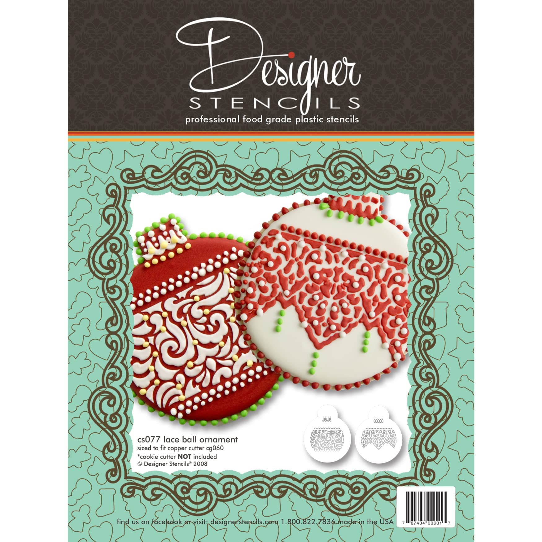 Lace Band Christmas Ball Ornaments by Designer Stencils