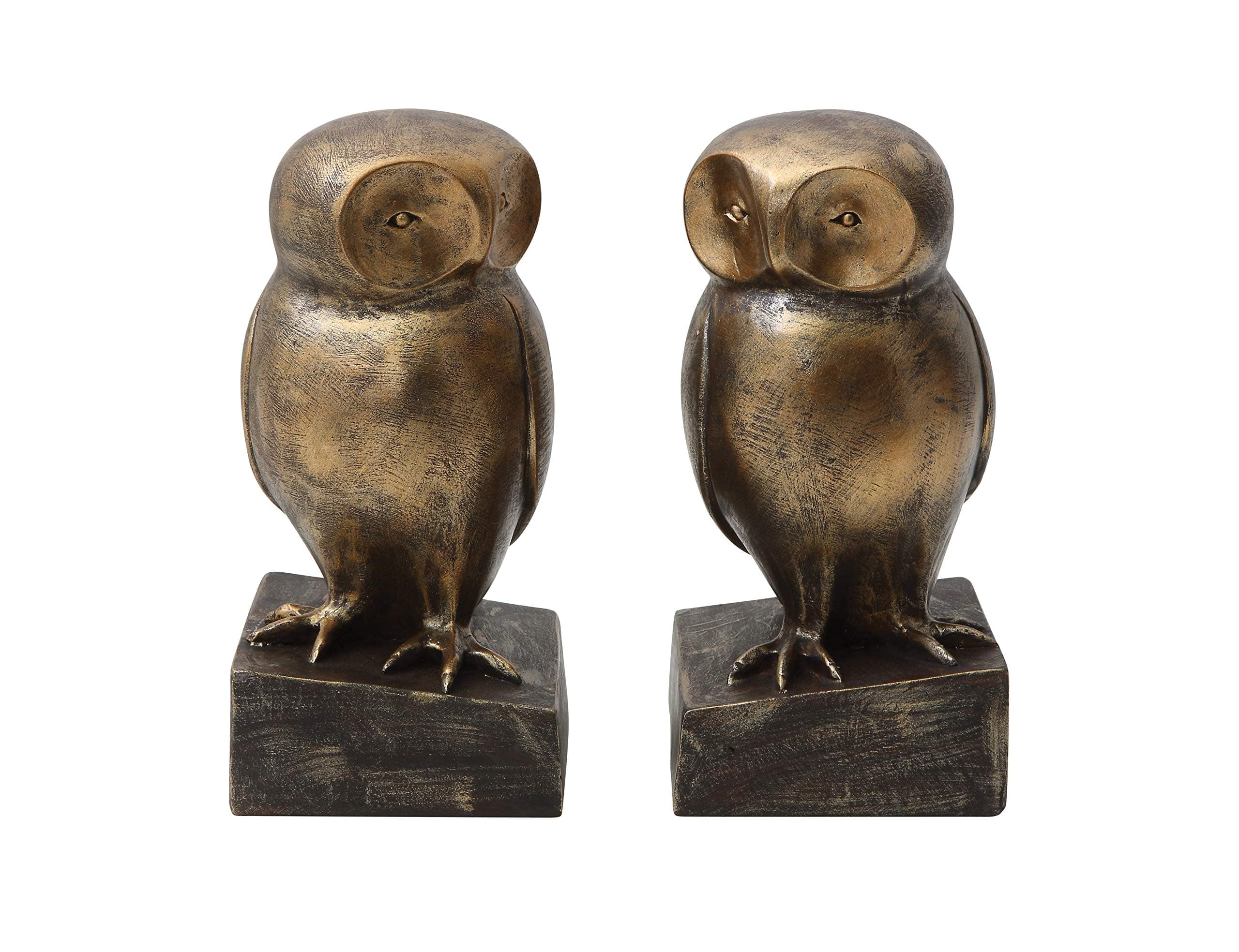 Bloomingville Resin Owl Shaped Bookends with Bronze Finish (Set of 2 Pieces)