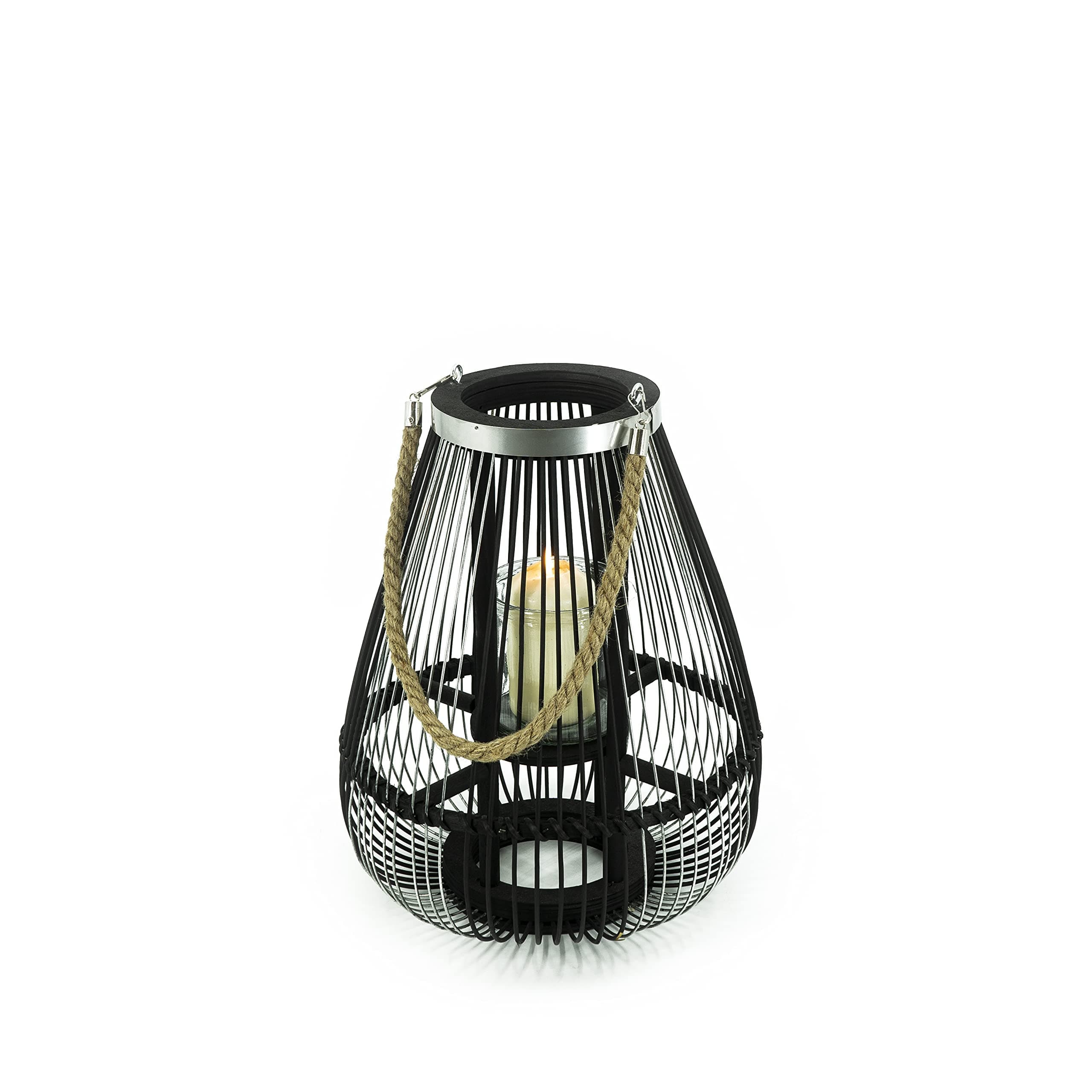 NOOR Living Design Products 62114 Bamboo Lantern Black Silver M