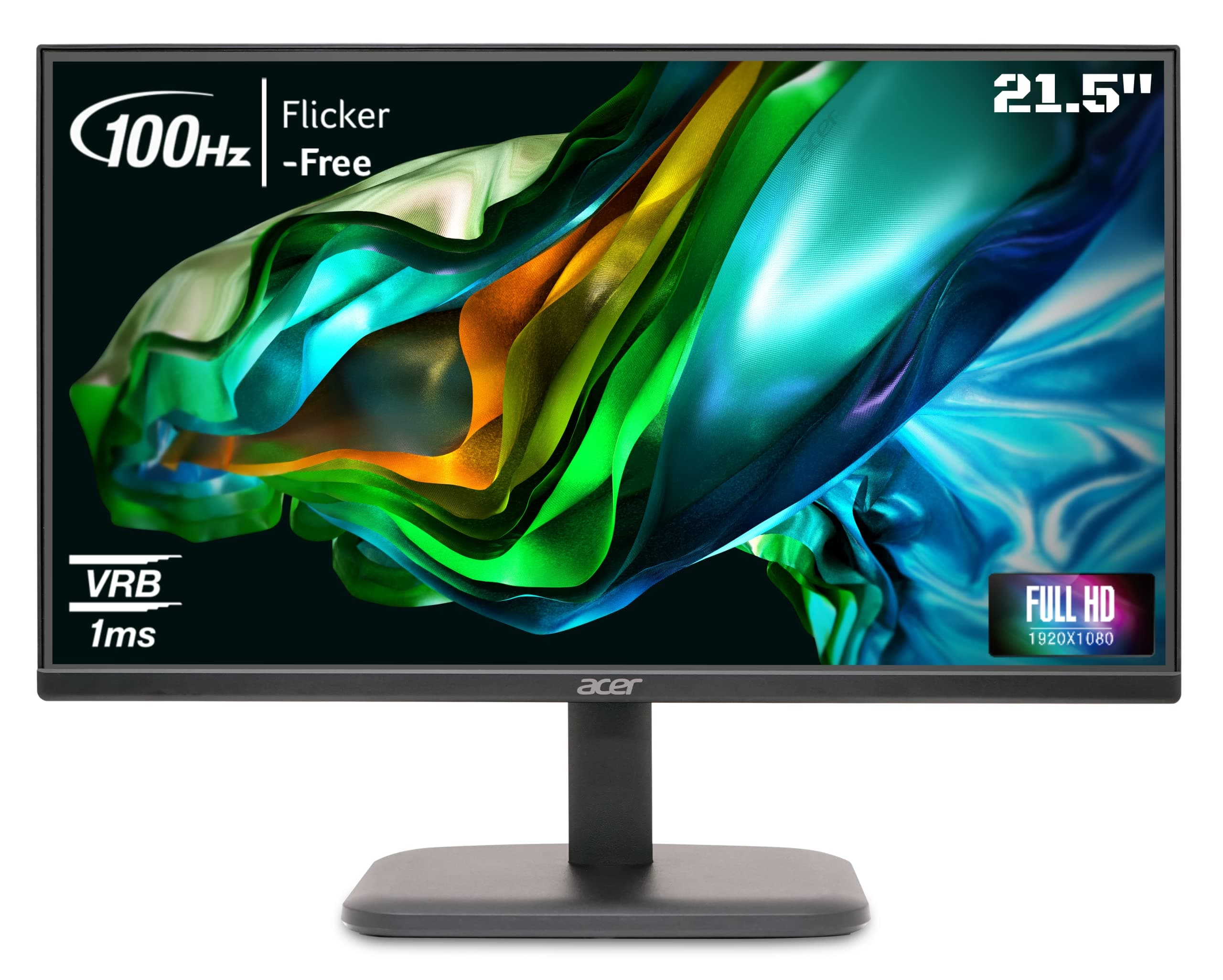 EK220Q 21.5 Inch (54.61 cm) Full HD (1920x1080) Pixels VA Panel LCD Monitor with LED Back Light I 1 MS VRB, 100Hz Refresh I 250 Nits I HDMI & VGA Ports with HDMI Cable I Eye Care Features (Black)