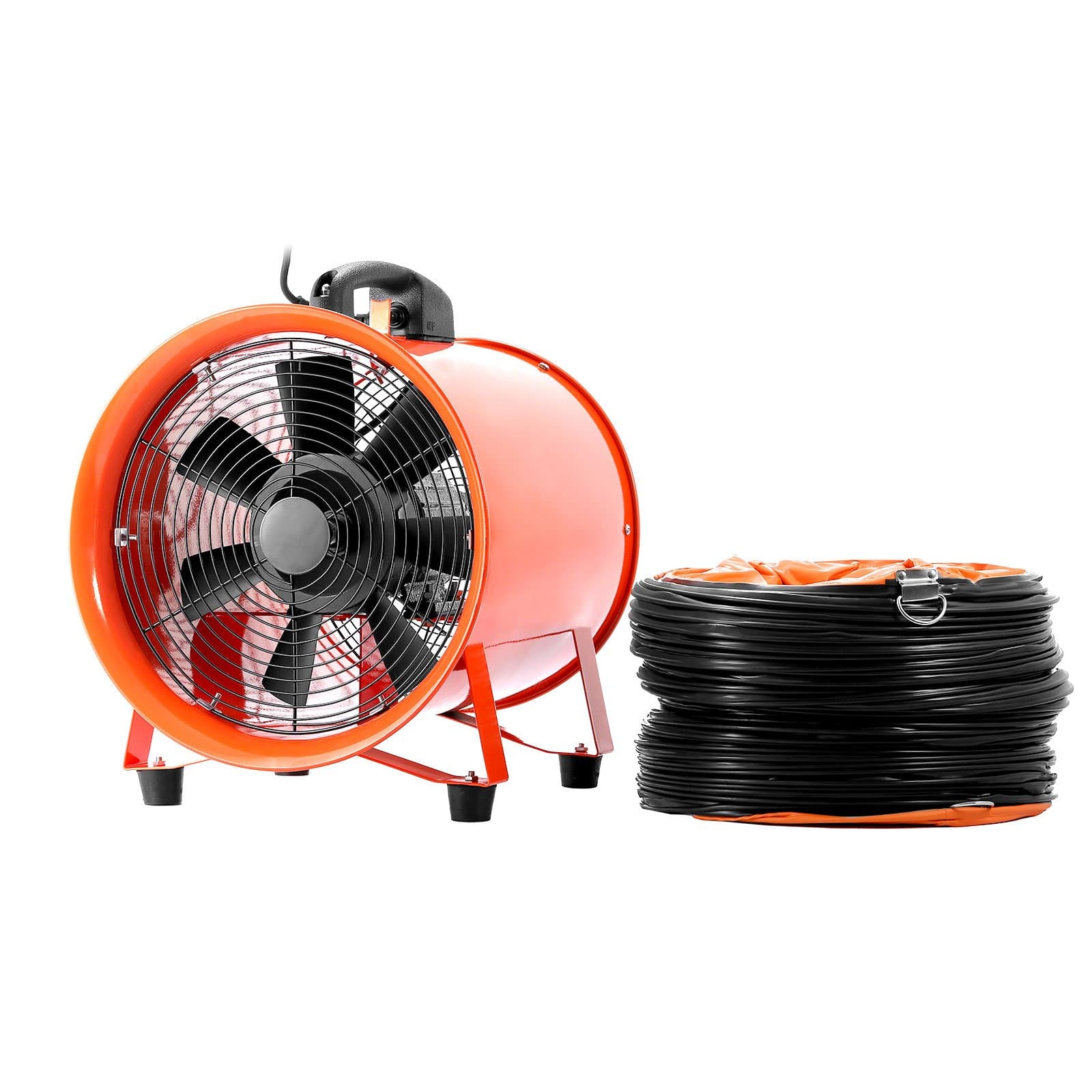 LOVSHARE Ventilator Blower 5M Duct 10 Inch 1518 CFM Portable Industrial Fan 2800 RPM 0.43 HP Workshop Fume Extractor Fan High Velocity Blower Fan with Retractable Duct (10 inch with duct)
