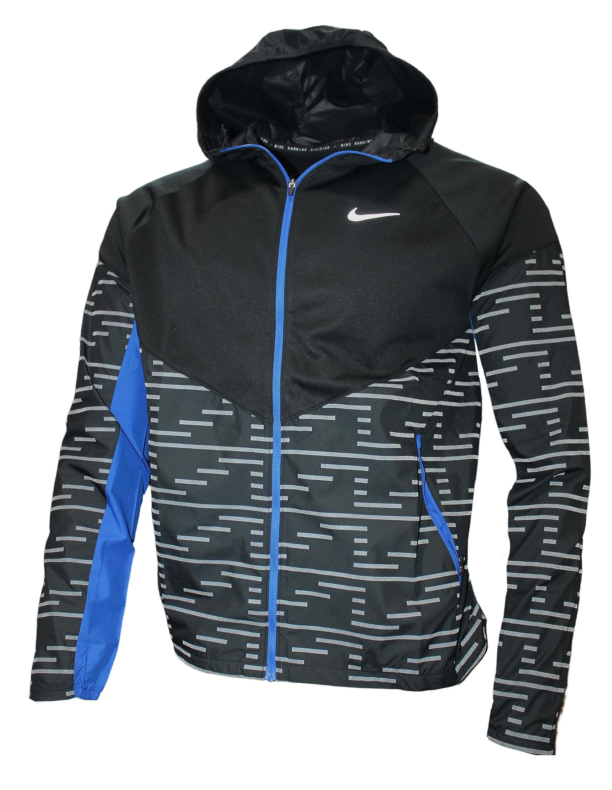 Men's Therma-FIT Repel Run Division Miler Running Jacket (as1, alpha, l, regular, regular, Black/Hyper Royal/Silver)