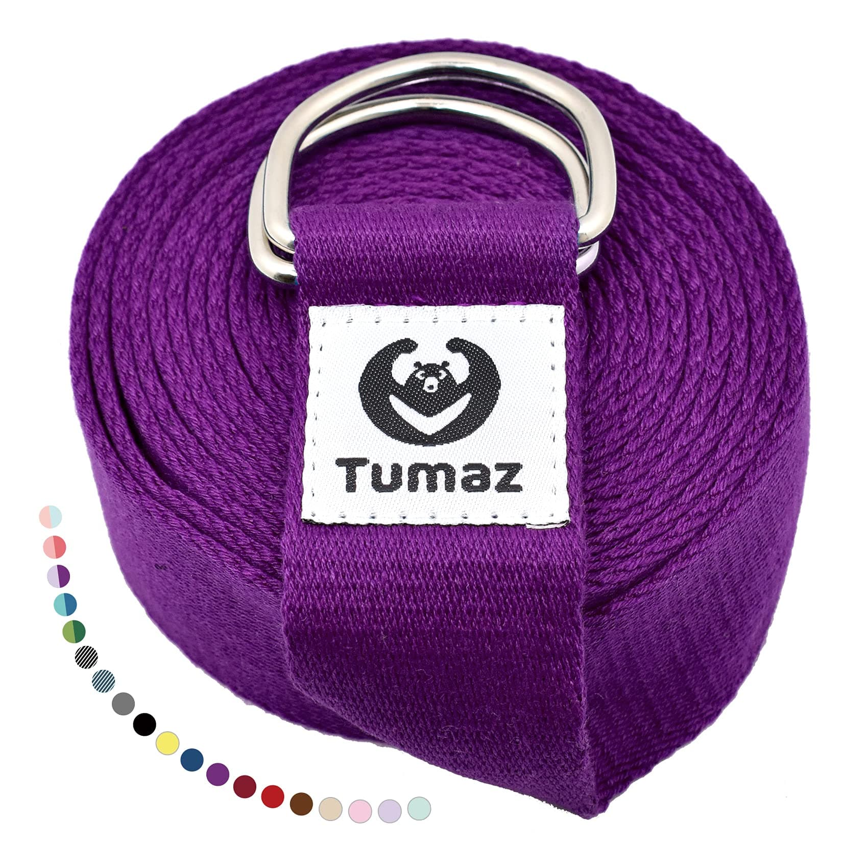 Tumaz Yoga Strap/Stretch Bands [15+ Colors, 6/8/10 Feet Options] with Extra Safe Adjustable D-Ring Buckle, Durable and Comfy Delicate Texture - Best for Daily Stretching, Physical Therapy, Fitness