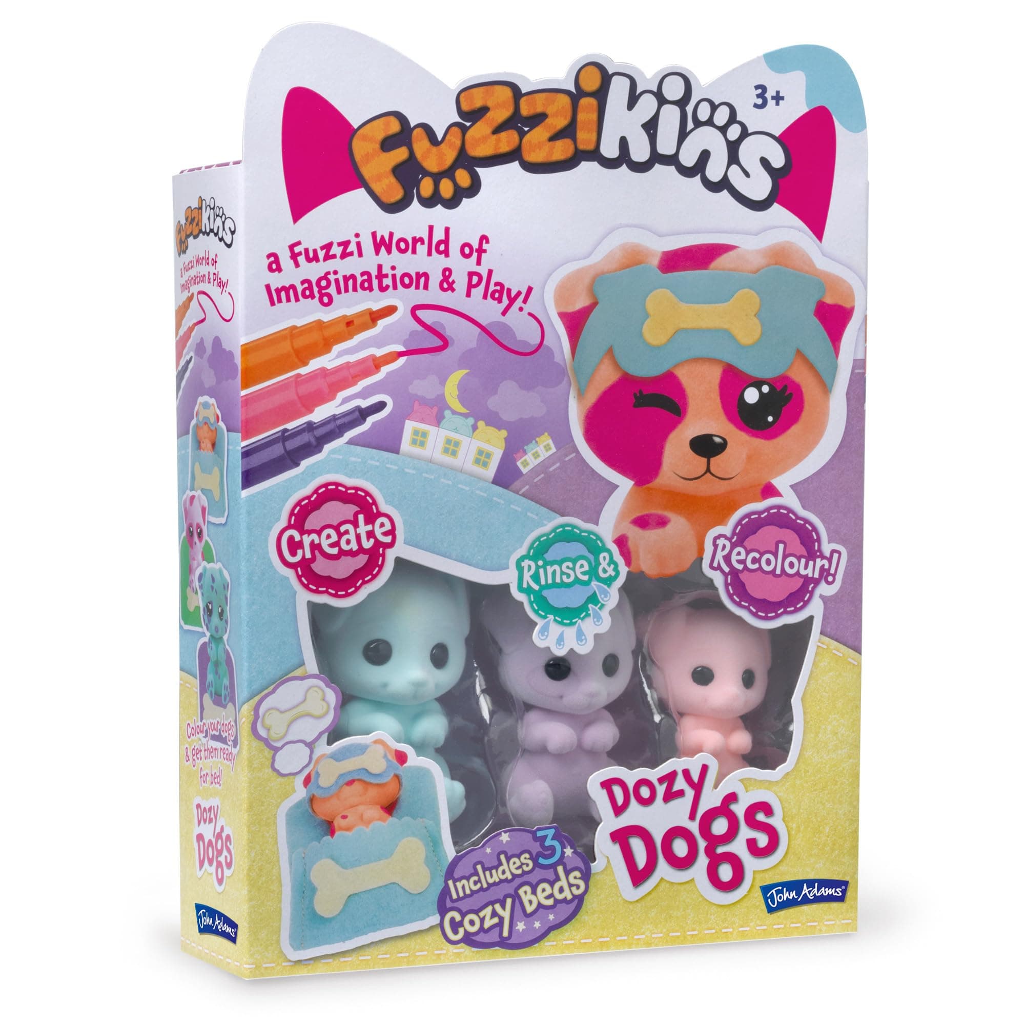 Fuzzikins Dozy Dogs, colour and play washable pets, FF002