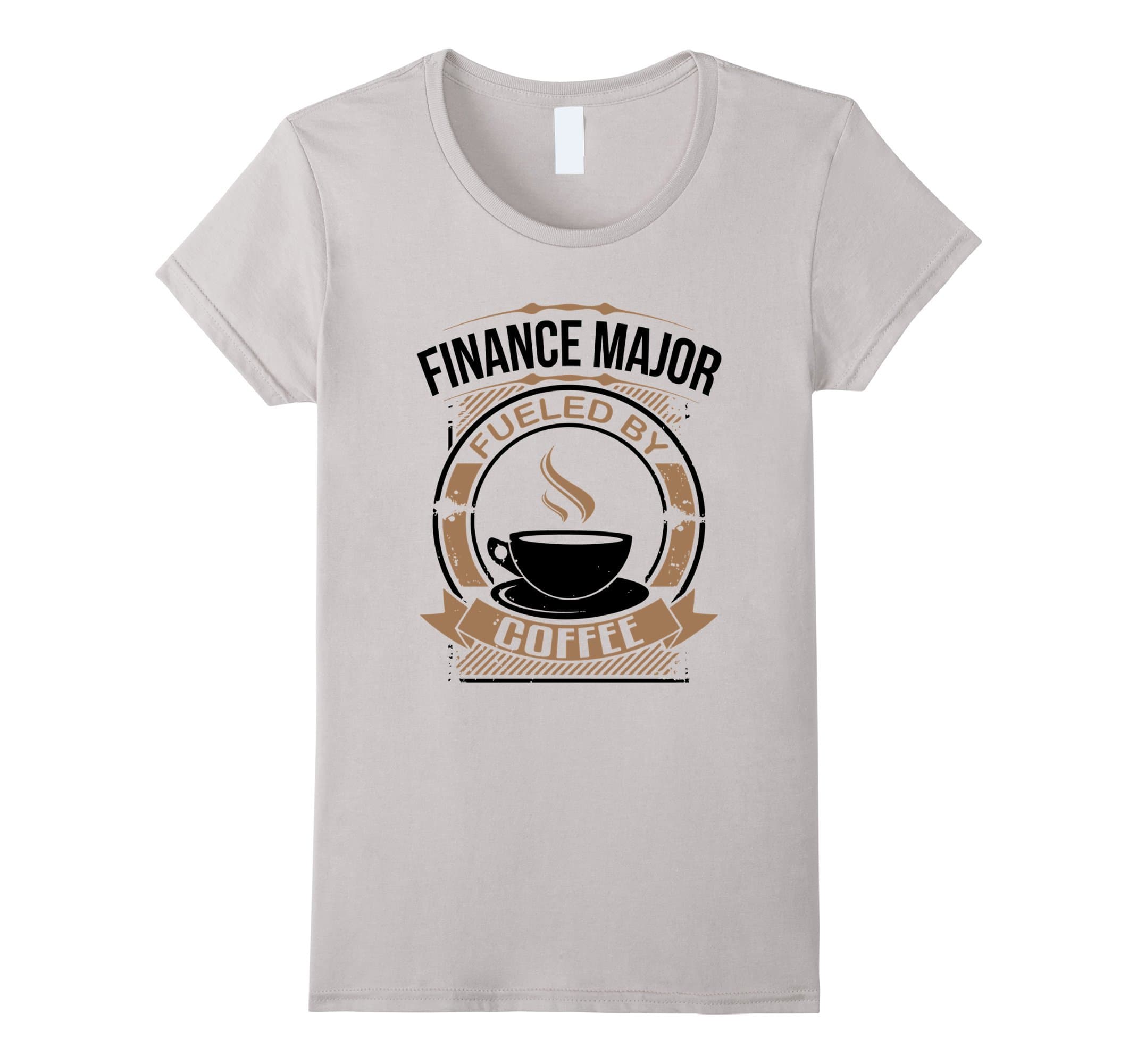 Women's Finance Major Fueled By Coffee Funny College Student T-Shirt Small Silver