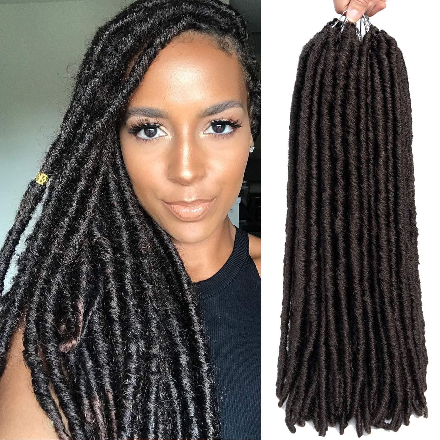 Callia Dreadlock Crochet Hair 18 Inch Crochet Dreadlocks Faux Locs Crochet Hair 6 Packs Dreadlocks Crochet Braids for Black Women Bomba Faux Locs Dread Synthetic Dreadlocks Braids 4#