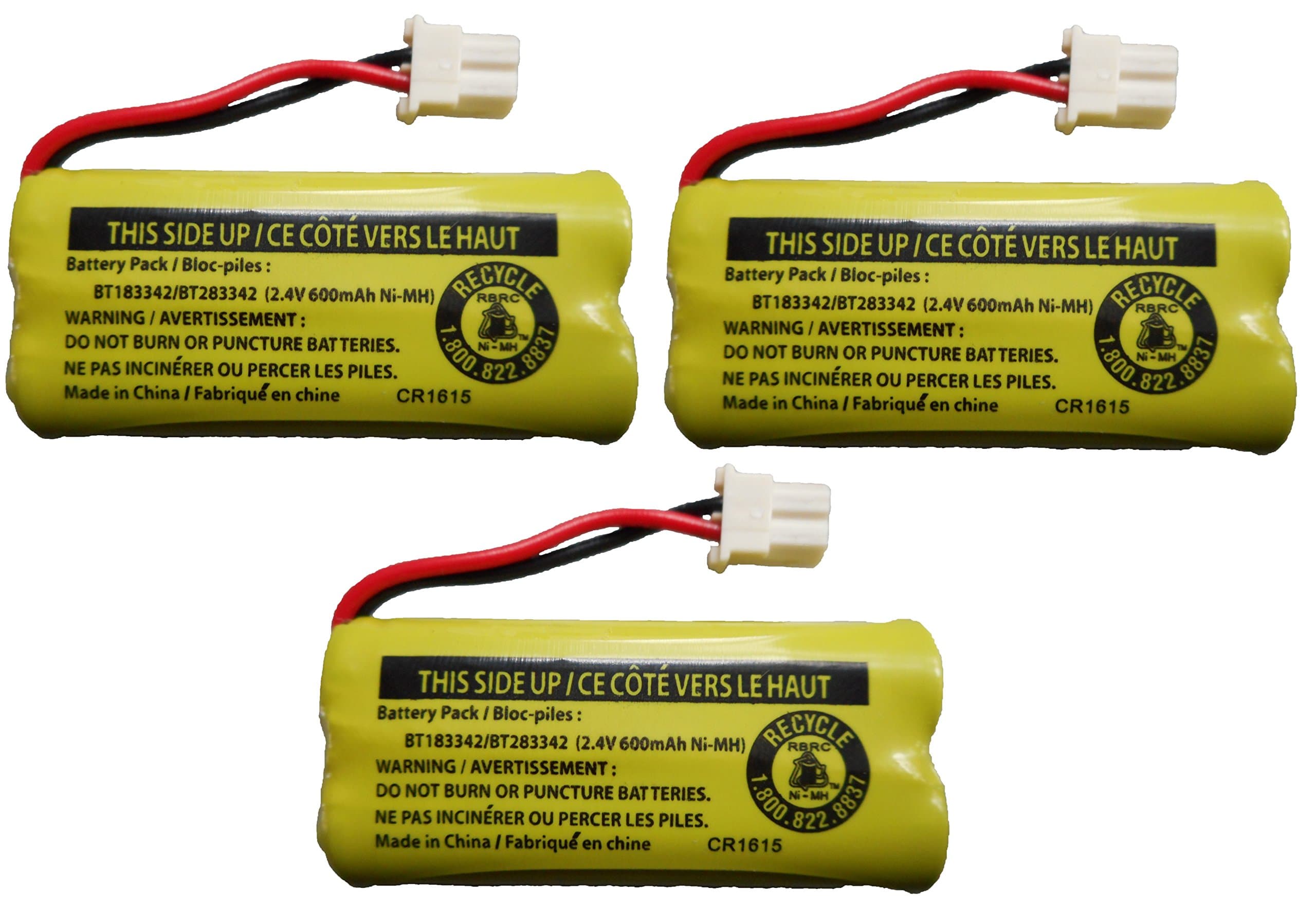 JustGreatDealz Battery BT183342 / BT283342 for Vtech AT&T Cordless Telephones CS6114 CS6419 CS6719 EL52300 CL80111 (3-Pack)