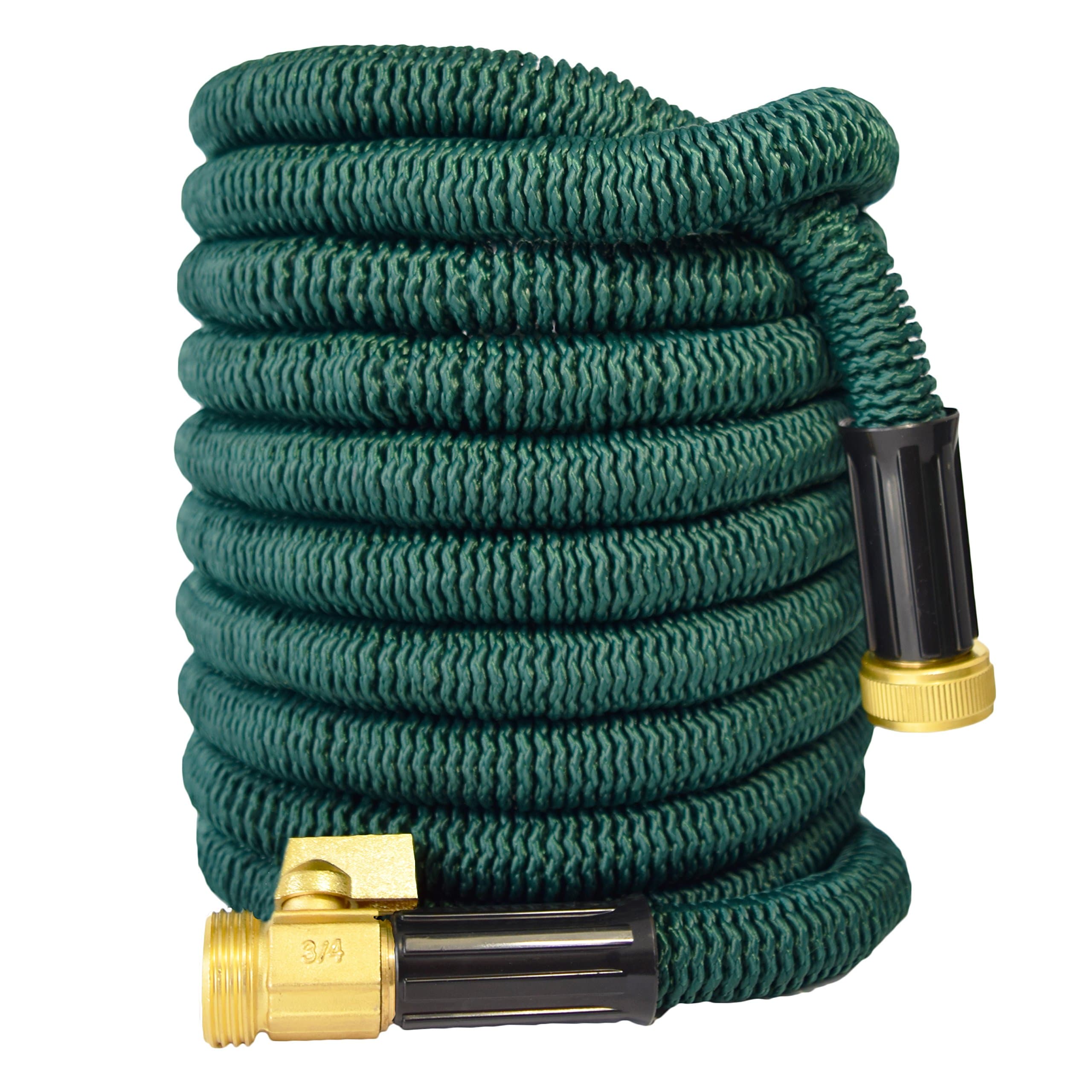 Golden Spearhead Expandable Garden Hose with Brass Connectors, Dark Green, 100-Feet