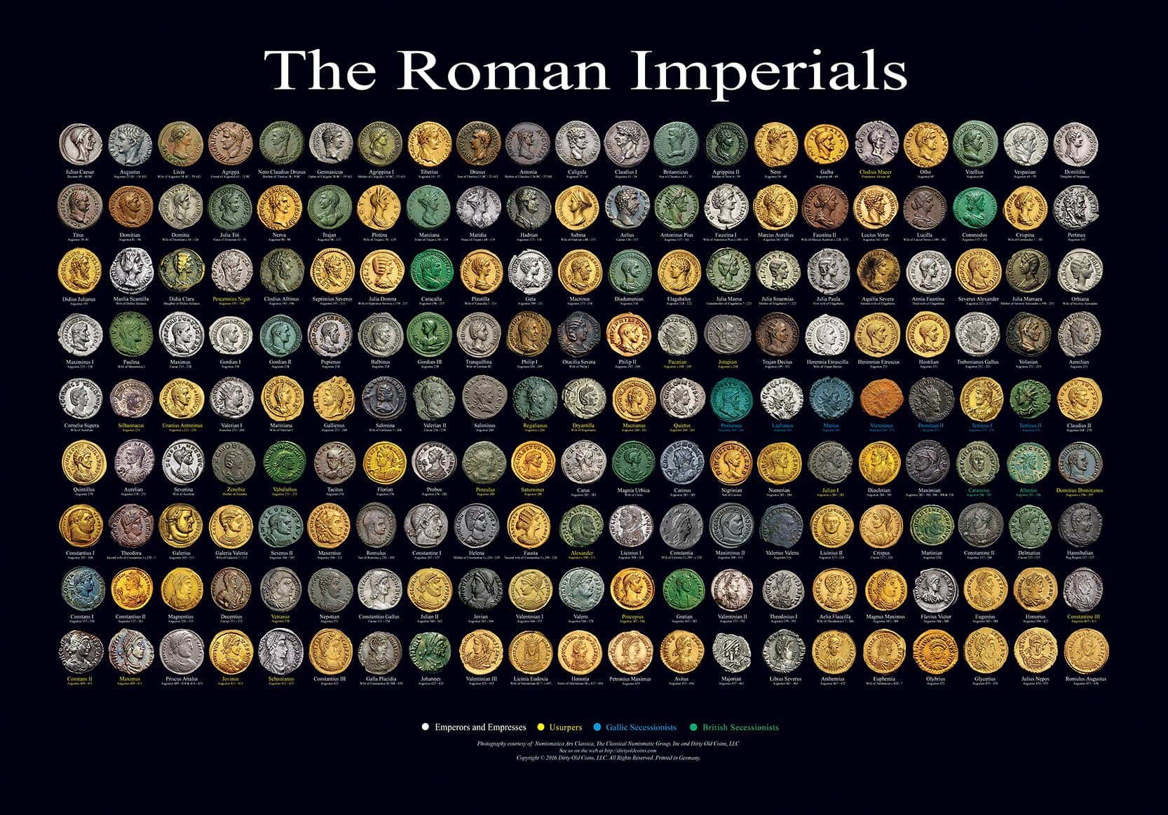 Roman Emperors and Empresses Poster 33x23 [2016 Version]