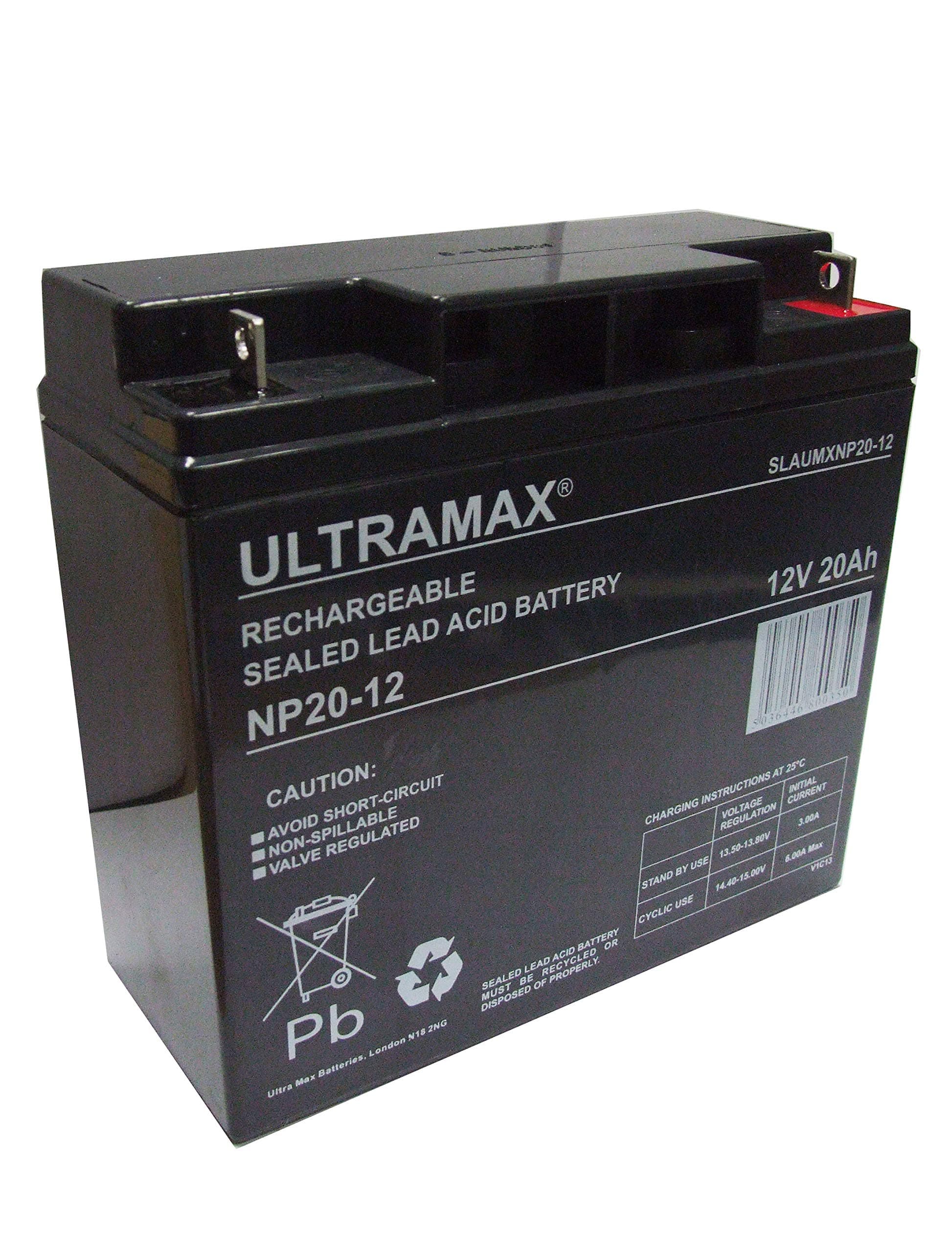 Ultramax NP20-12, 12v 20Ah 20HR (as 17Ah, 18Ah, 19Ah & 22Ah) Mobility Scooter, Jump Starter Battery