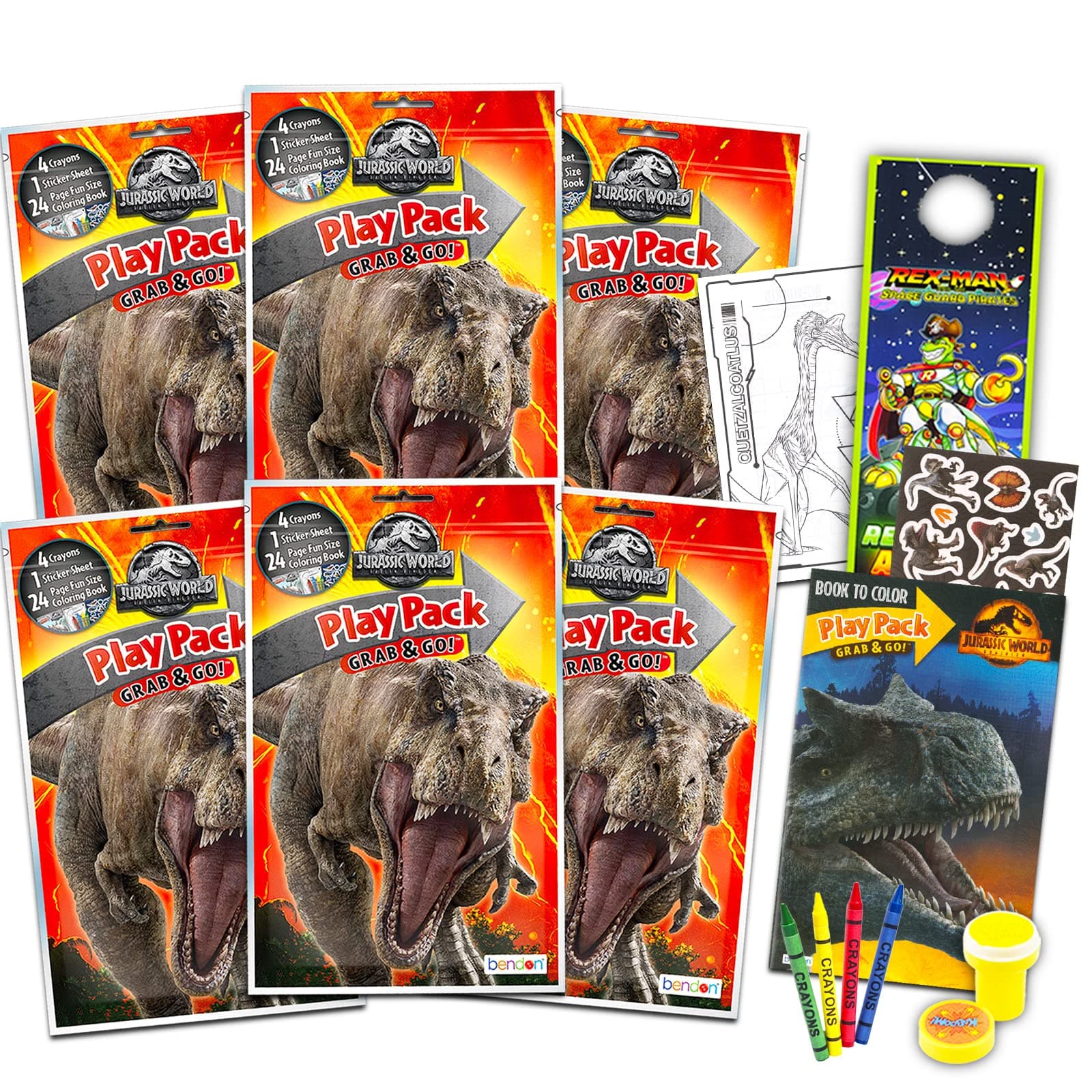 Jurassic World Camp Cretaceous Party Favors for Kids - Bundle with 6 Jurassic World Treat Bags with Coloring Book, Stickers, More