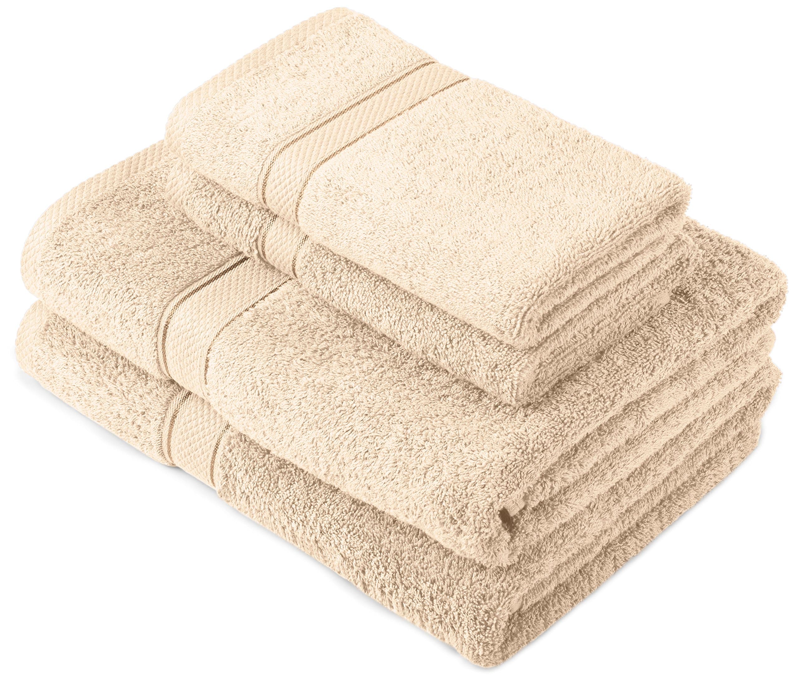 Pinzon by Amazon - Egyptian Cotton Towel Set, 2 Bath and 2 Hand Towels - Cream, 600gsm