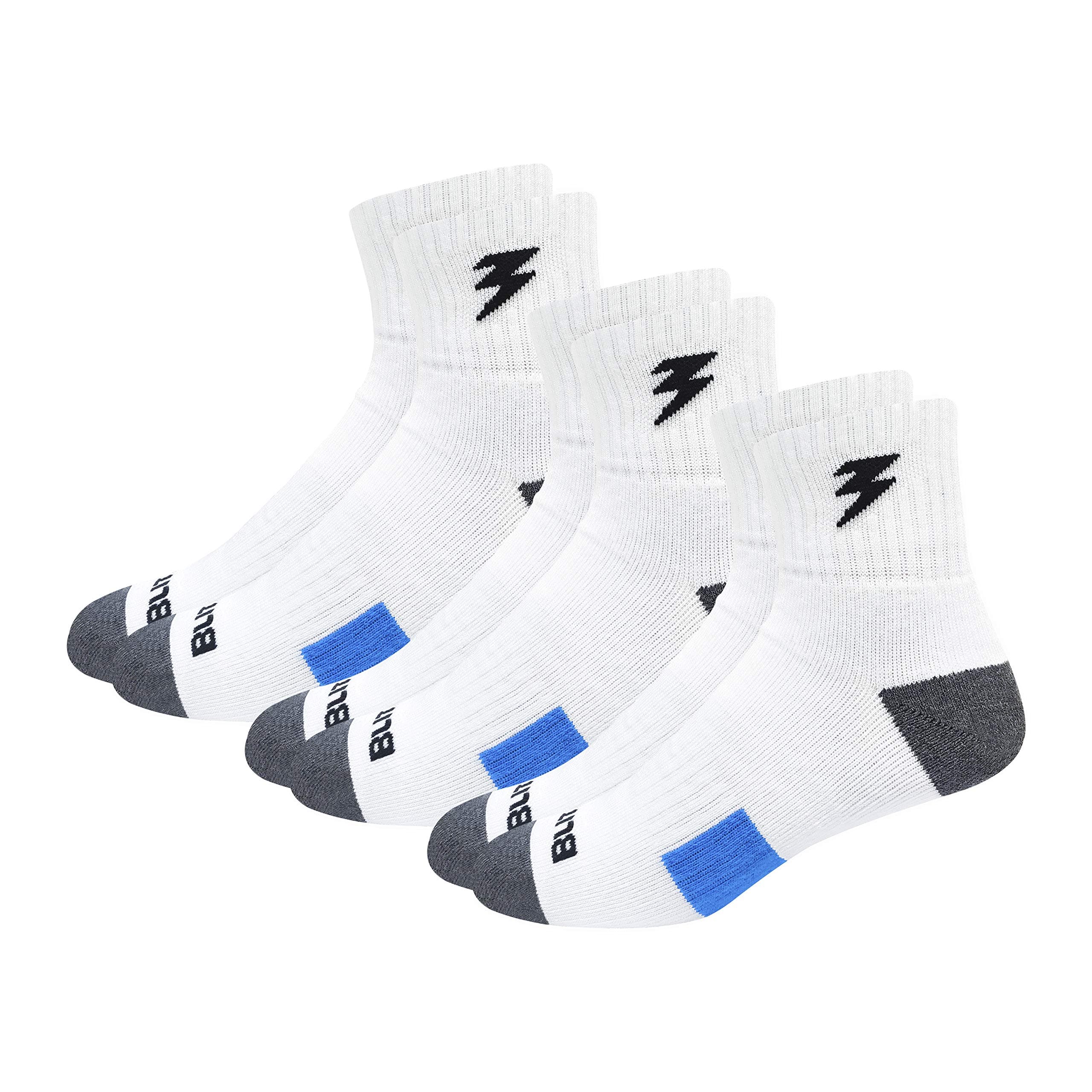 BLITZSOX CRICKET PRO Men's Cotton Blend Hi-Performance Professional Cricket Socks Extra Thick & Durable Quarter Length Socks (Size UK 7-11, White) - Pack of 3