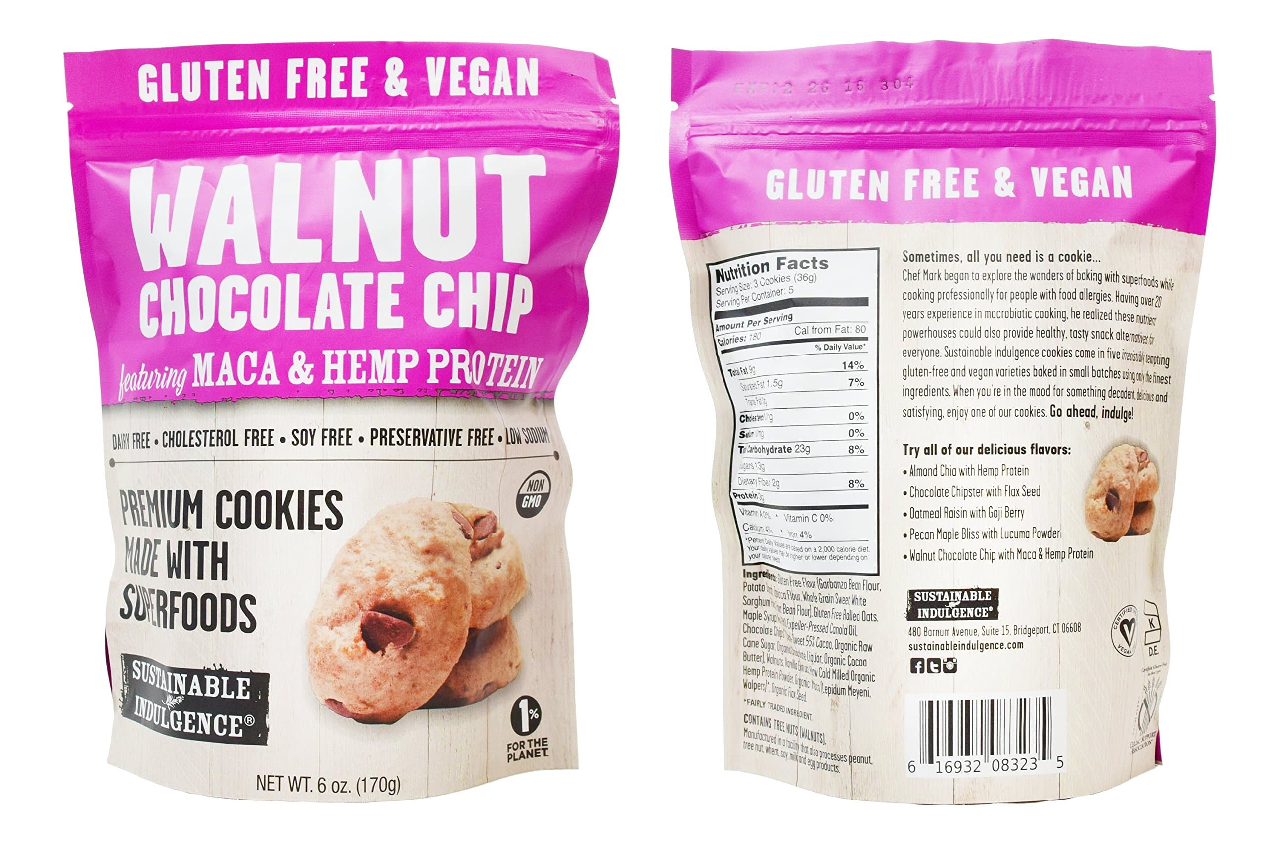 Sustainable Indulgence, Premium Cookie 6 Ounce Walnut Chocolate Chip