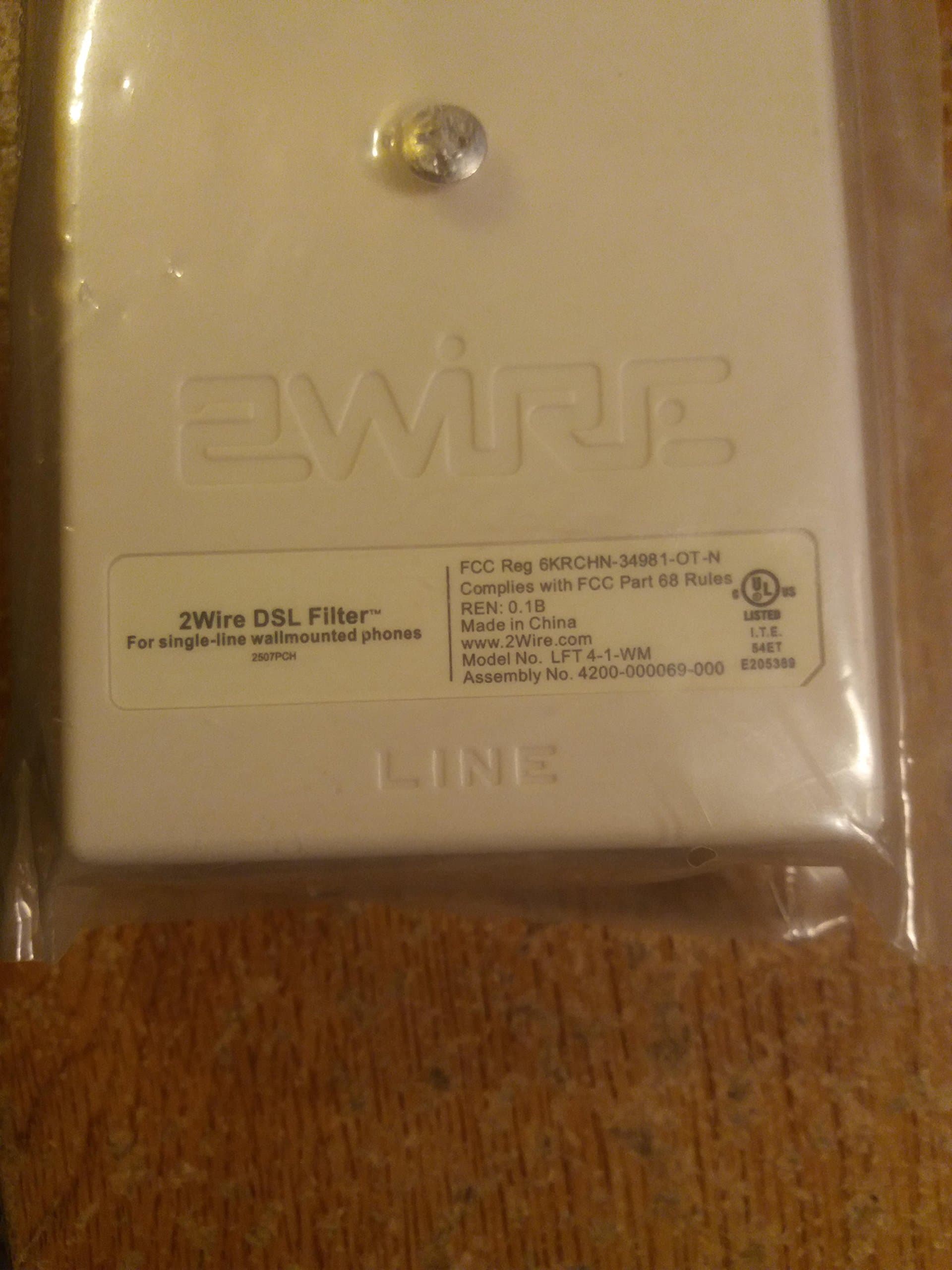 2Wire LFT-4-1-WM Single Line Wall Mount DSL Filter - Beige