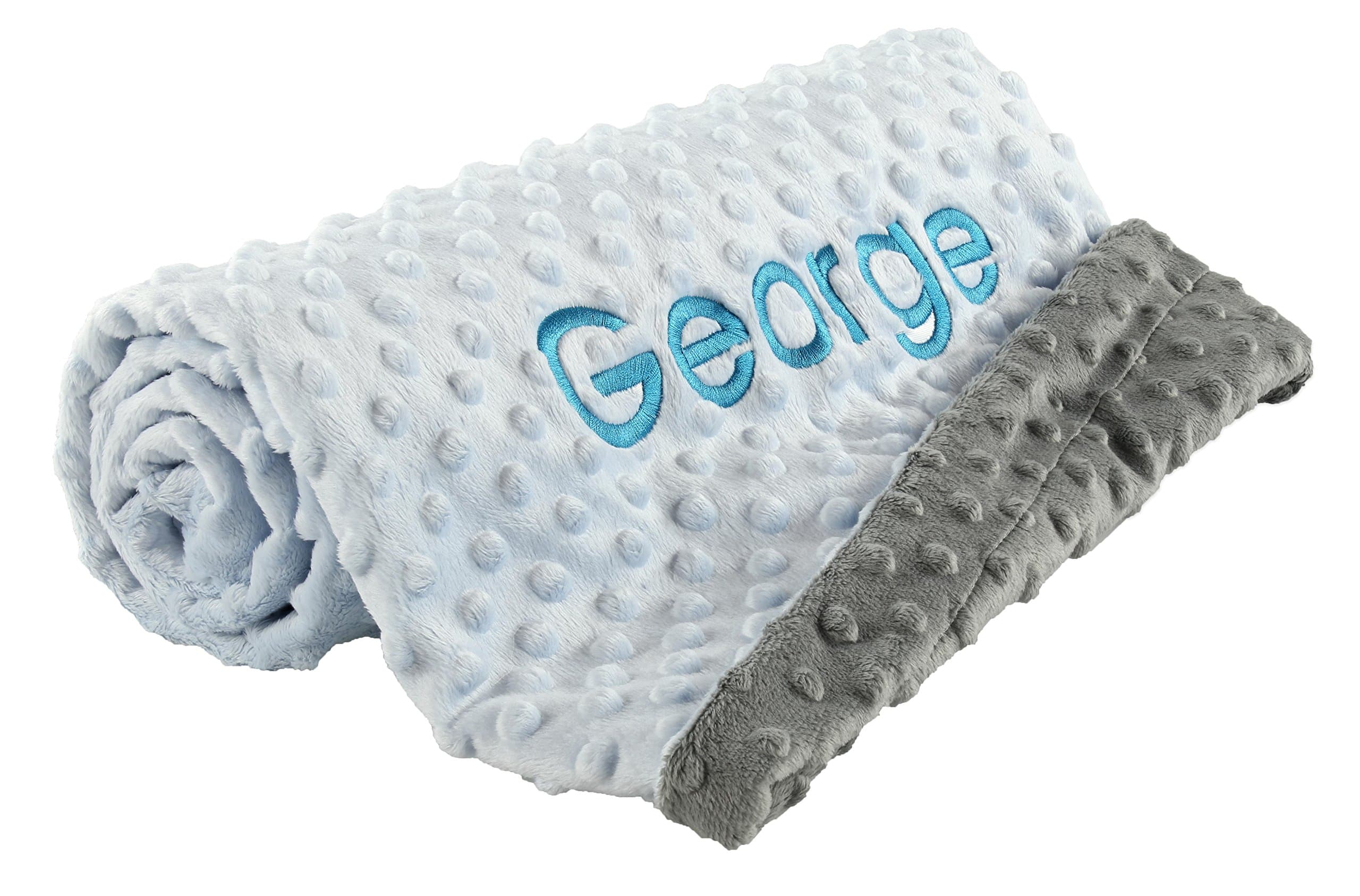 berry bebe Personalized Baby Blanket for Boys, Fast USA Shipping, Custom Baby Blankets, Personalized Gifts with Name, Plush and Cozy Blue Minky Dot, Gifts for Newborn, Newborn Essentials