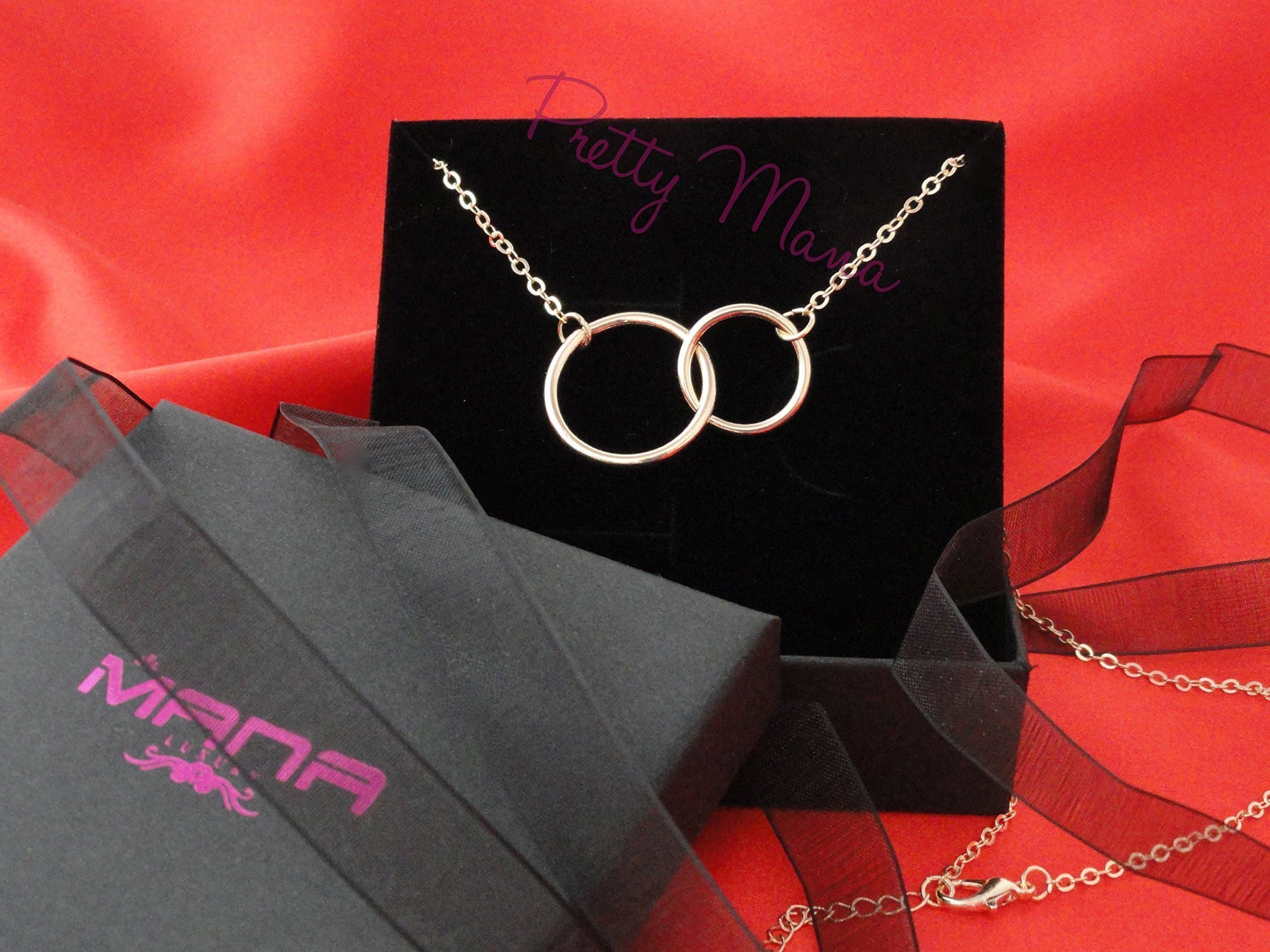 18K Gold Filled Circle Infinity Necklace, Best Friends Necklace, Double Circles Necklace, Ring Necklace, Circles Eternity Necklace, Sisters Necklace, Two Circle By Pretty Mana