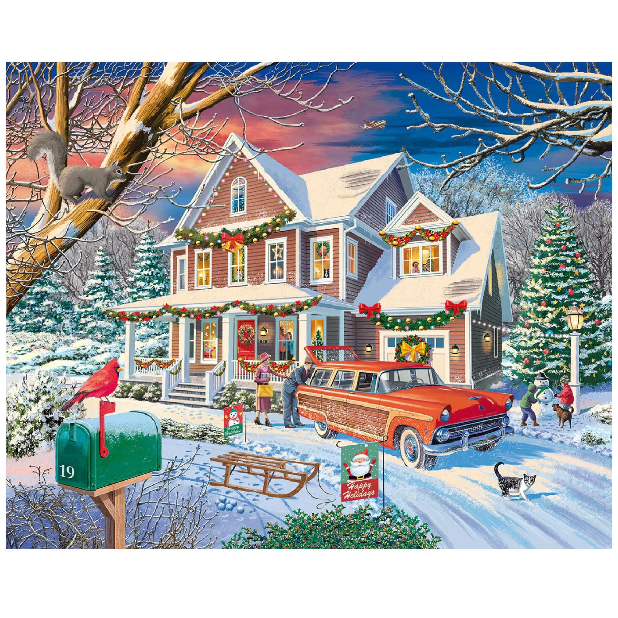White Mountain Family Christmas Puzzle 1000 Piece Winter Holiday Jigsaw Puzzles for Adults Families and Grandparents