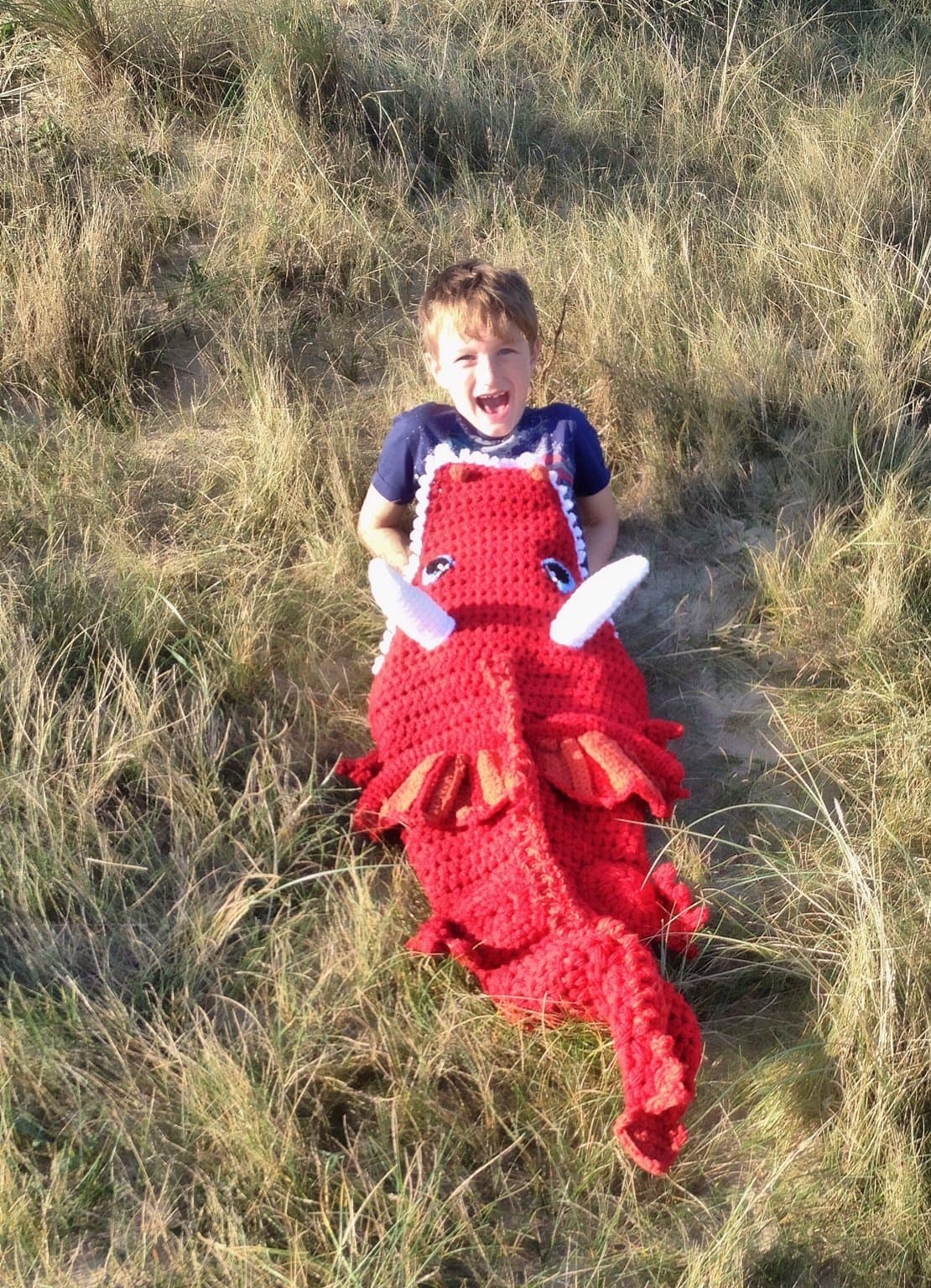 Crochet Dragon blanket, Dinosaur, sizes baby-adult, Birthday Christmas gift snuggle sack Xmas for him her uk Red