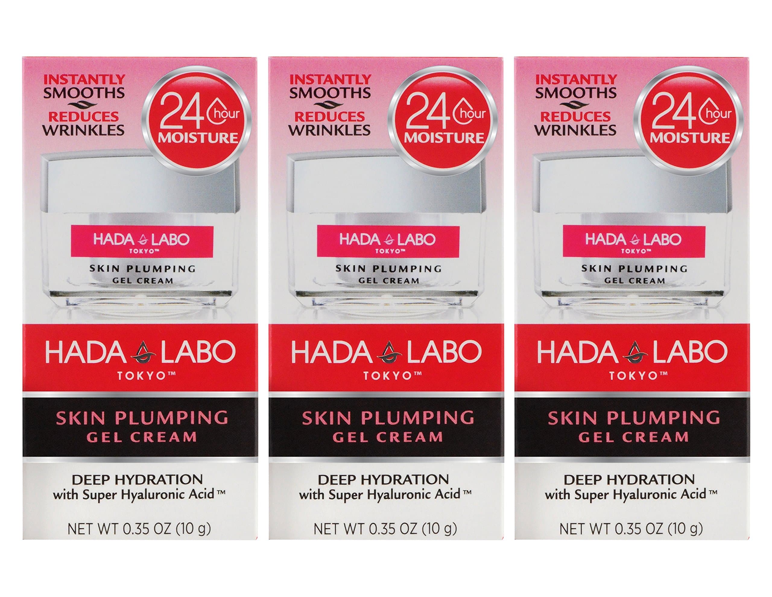 Hada Labo Tokyo Skin Plumping Gel Cream 0.35 Oz 3 count - with Super Hyaluronic Acid & Collagen - 24-Hour Moisture & Visible Line Plumping fragrance & paraben free non-comedogenic (Packaging May Vary)
