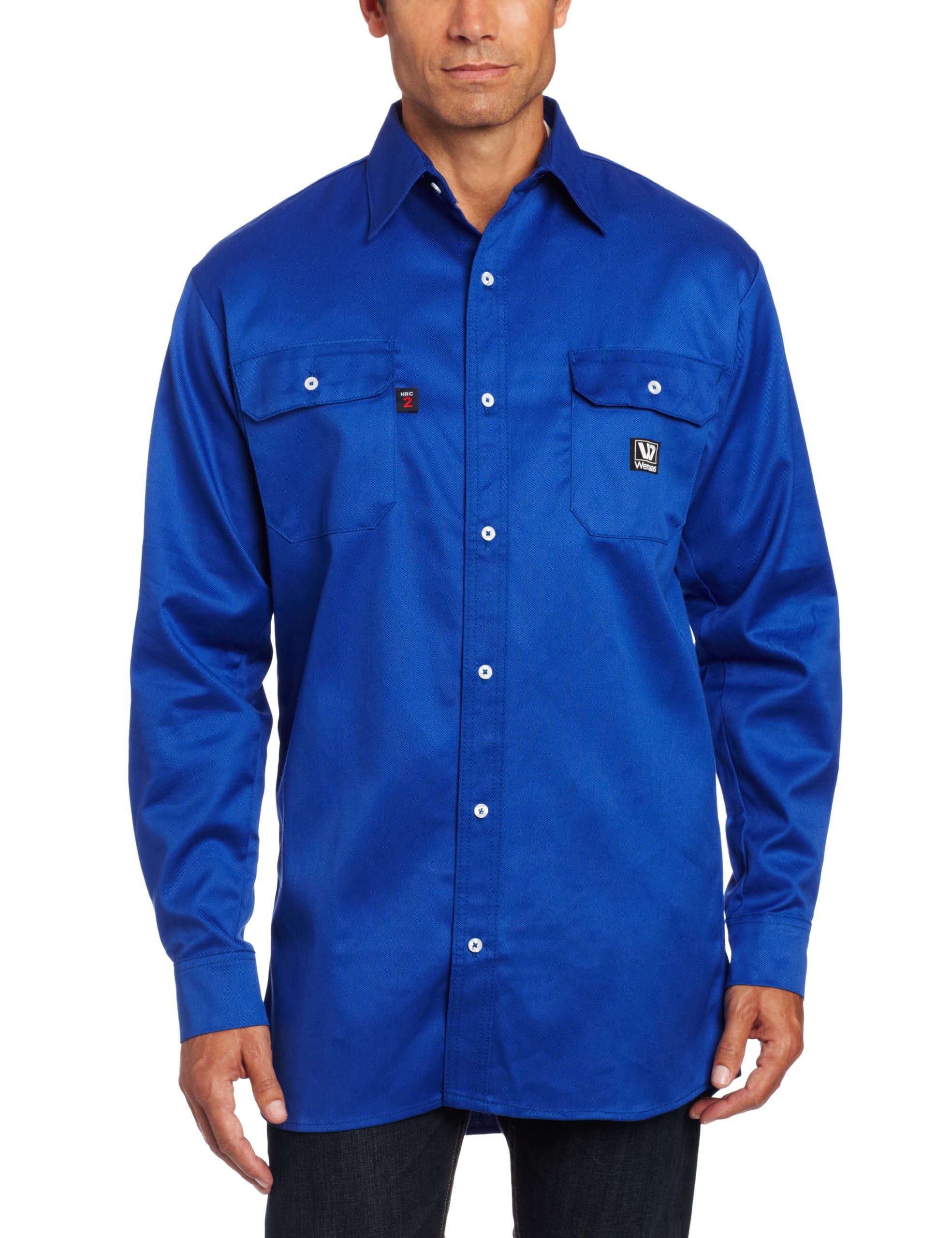 Wenass WSLSHB70RB-MRG Deluxe Work Shirt 7.0-Ounce Fire Resistant Twill, Medium, Regular, Royal Blue