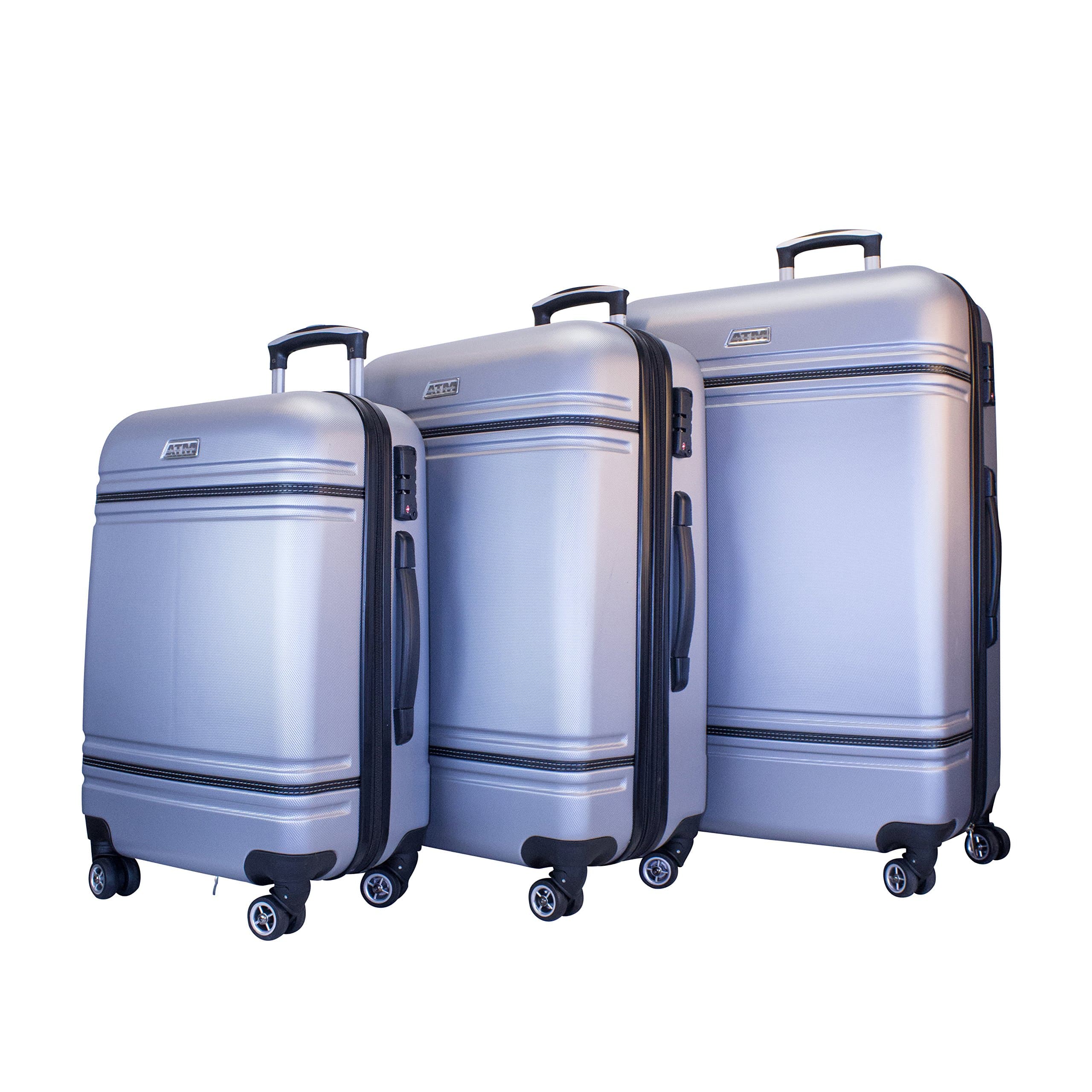 Vintage Luggage Sets Modern Travel Suitcase Hardshell Spinner 3 Pieces 30" 26" 22" 360 Spin Technology Hard Side Telescoping Trunk ABS Luggage Set with Built In TSA Lock ATM Grey