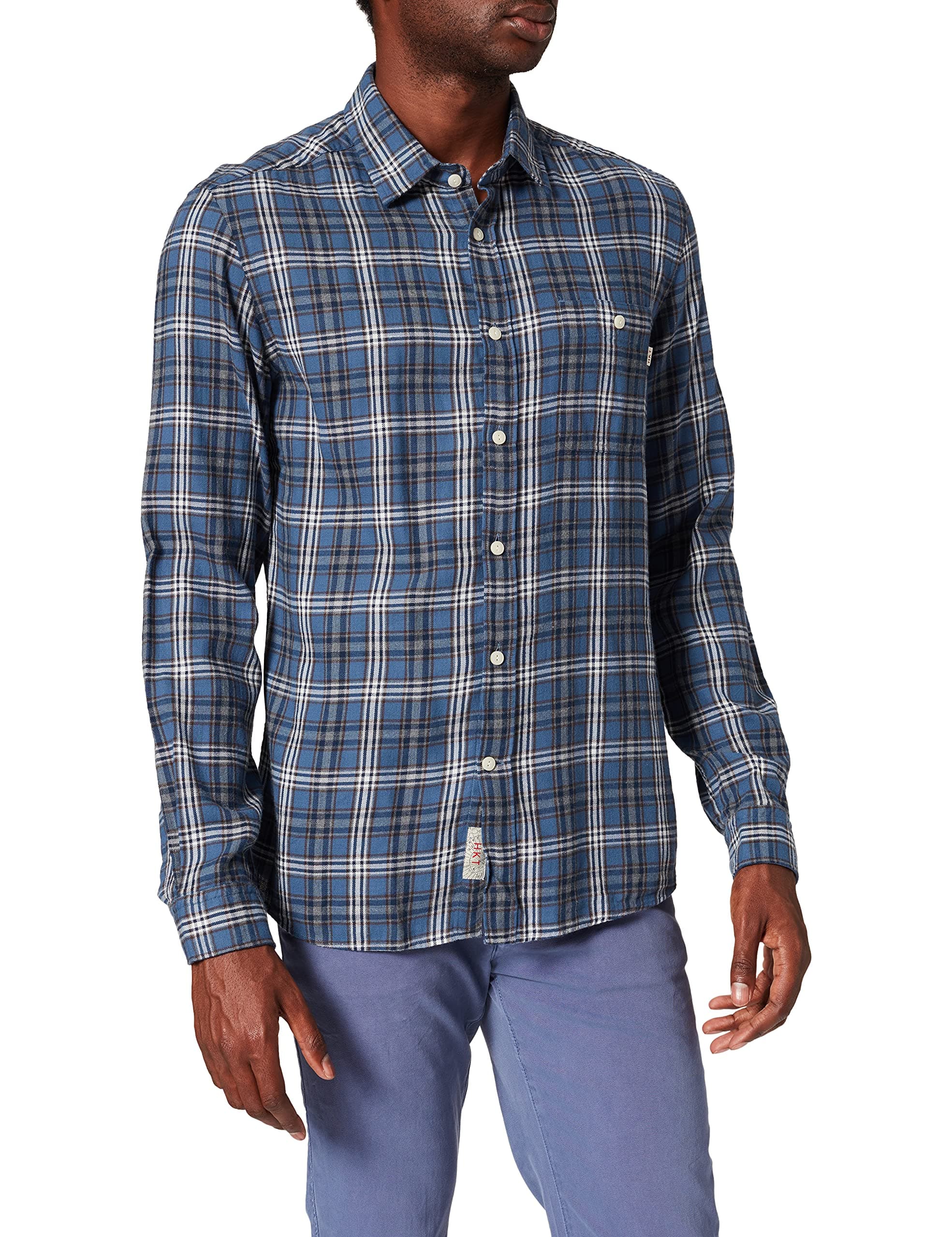 Hackett LondonMen's Hkt Teal Grey Mel Chk Casual Shirt