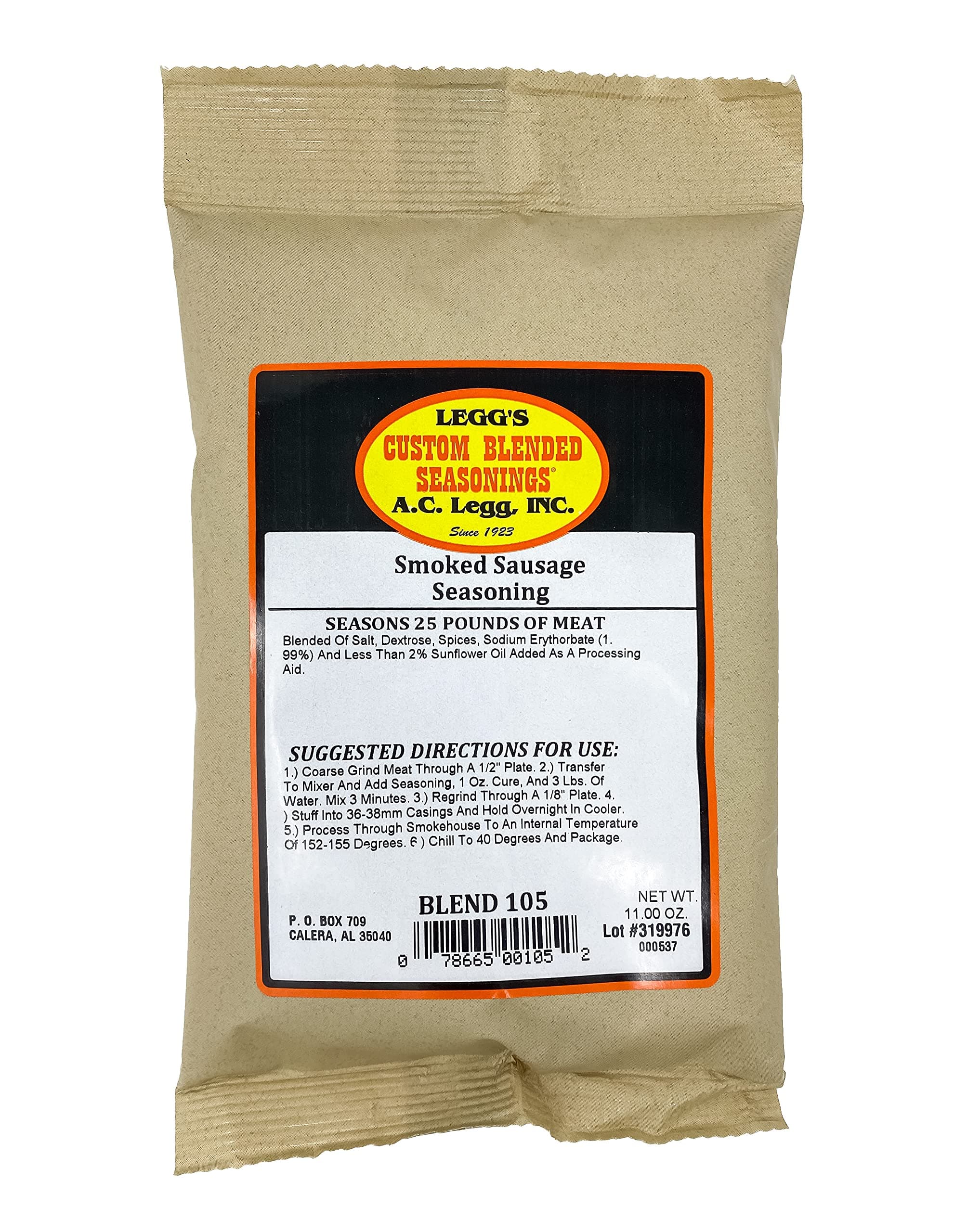WIAONE Leggs Old Plantation Smoked Sausage Seasoning (seasons 11kg)