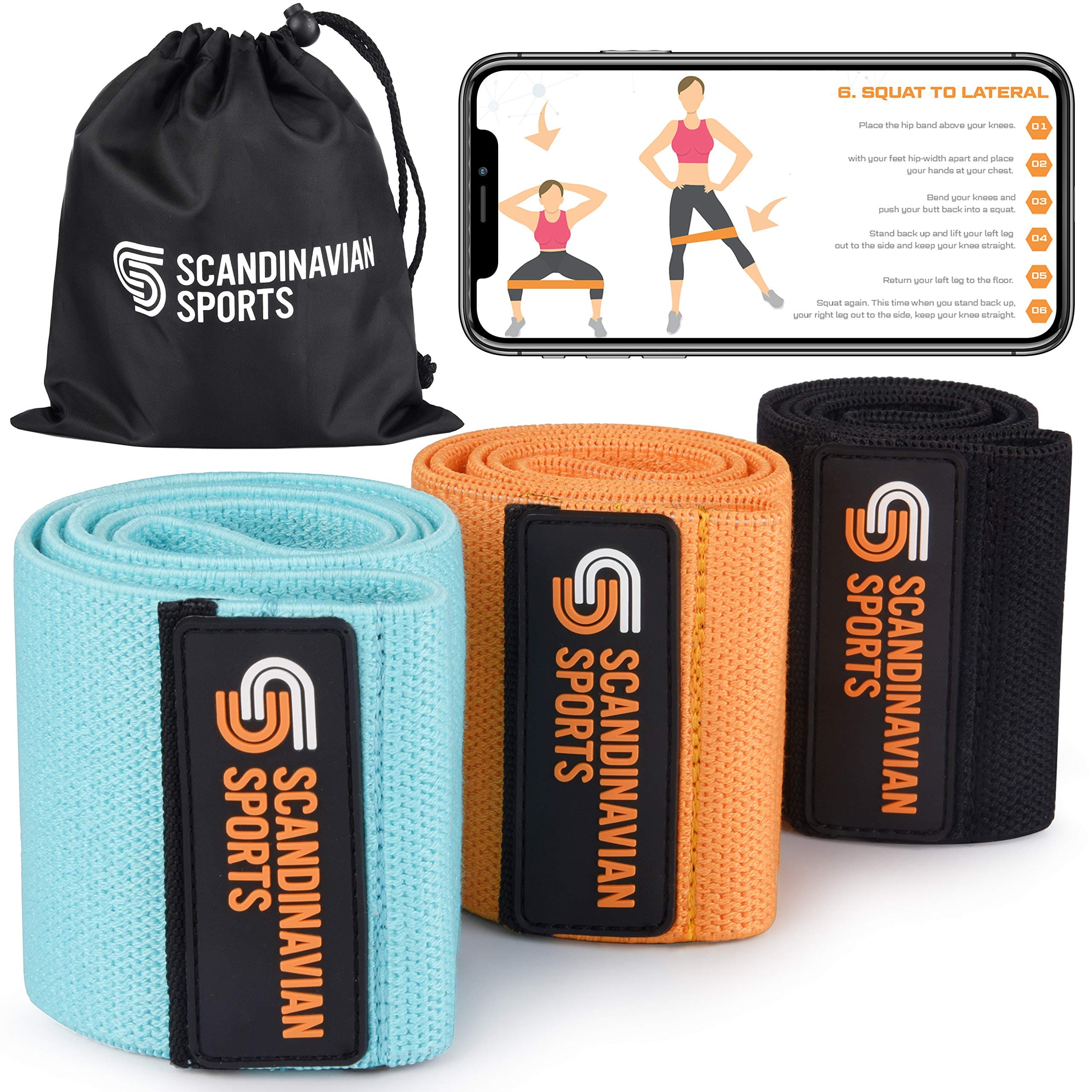 Booty Bands Resistance Bands for Legs and But - Peach Bands [3 Pack] Hip Workout Exercise Bands for Squats - Exercise E-Folder – Activate Glute & Thighs, Stretching & Warm up