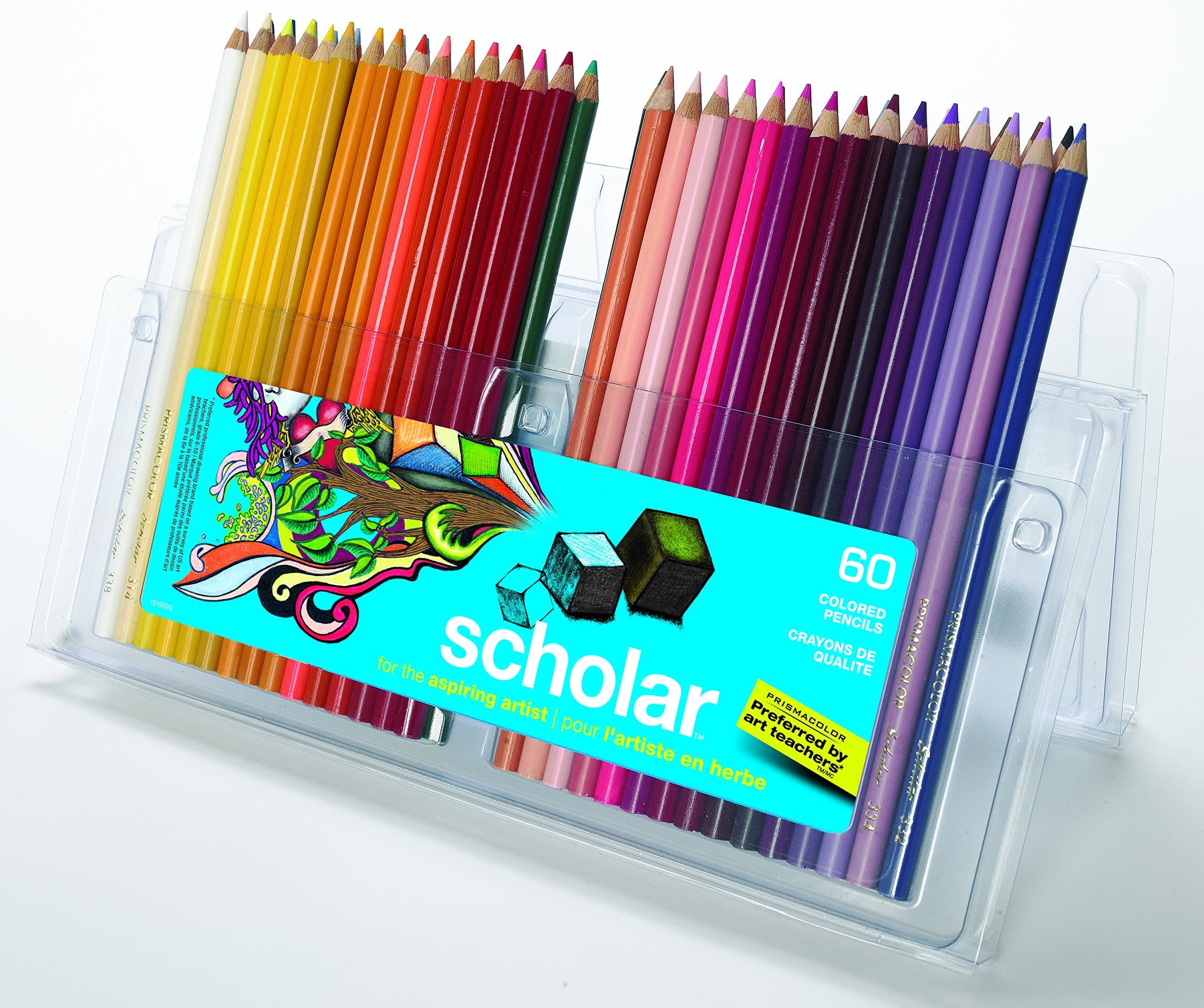 Prismacolor Scholar Colored Pencils, 60 Count - Vibrant Colors, Art Supplies, Drawing, Coloring, For Beginner Artists