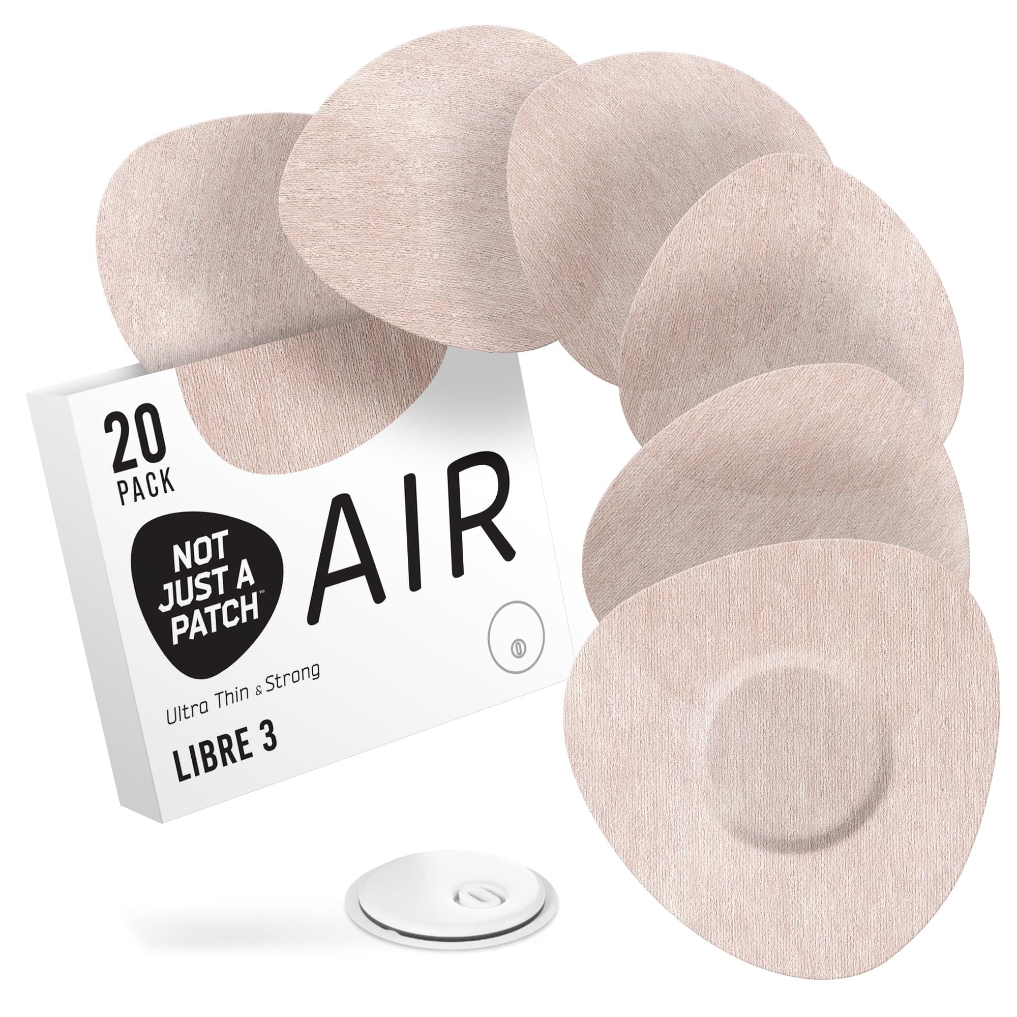 Air Libre 3 Plus Sensor Covers (20 Pack) - Thin, Strong and Light Adhesive Patches with Ultra-Hold 15+ Day Adhesion, Durable Freestyle Libre 3 Sensor Covers - Beige