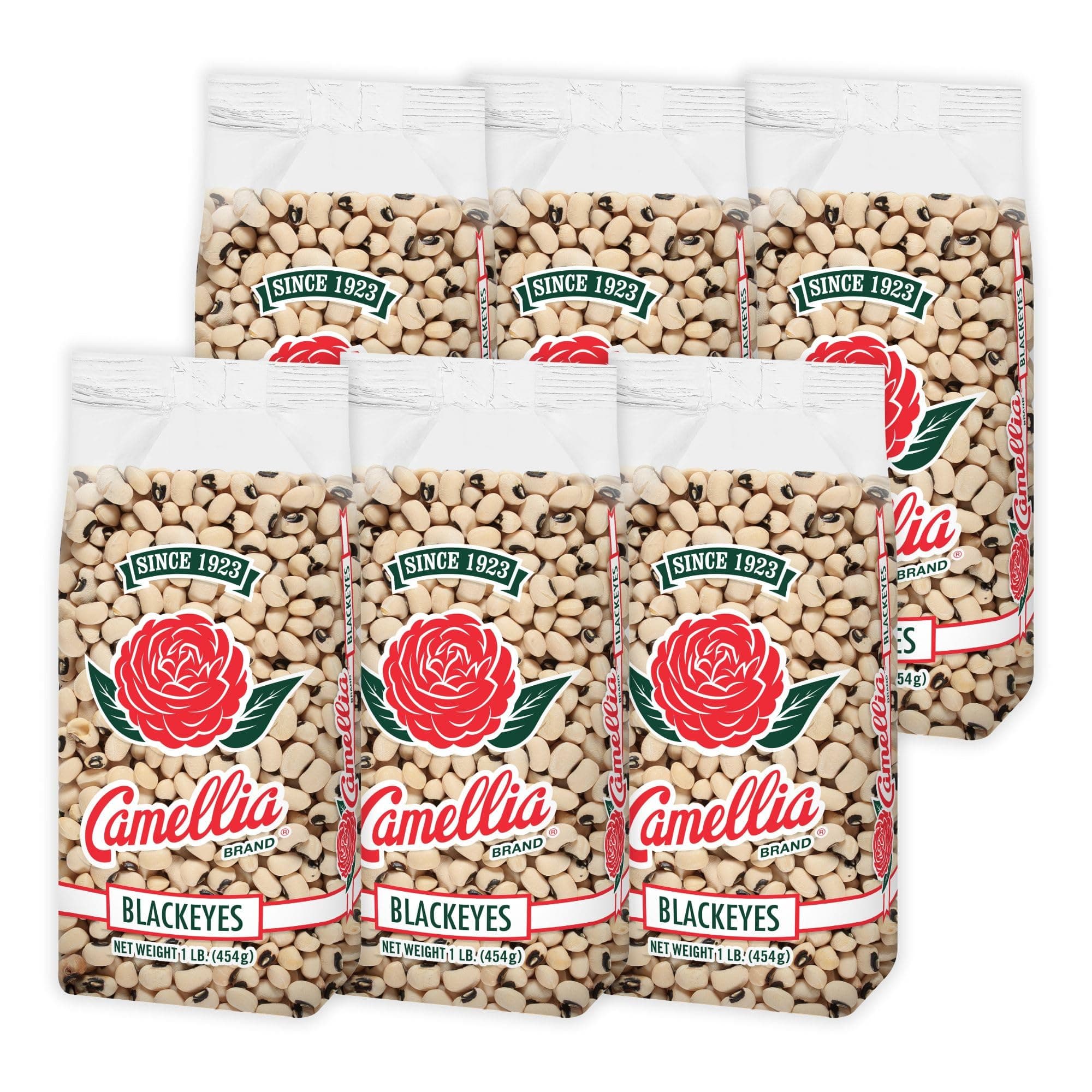 Camellia Brand Dried Blackeye Peas – Premium Non-GMO Southern Pea for Hoppin’ John, Soups, Stews, Salads, New Years Day, and Side Dishes – Gluten-Free, High Protein, Vegan & Vegetarian Friendly, 1 Pound (Pack of 6)