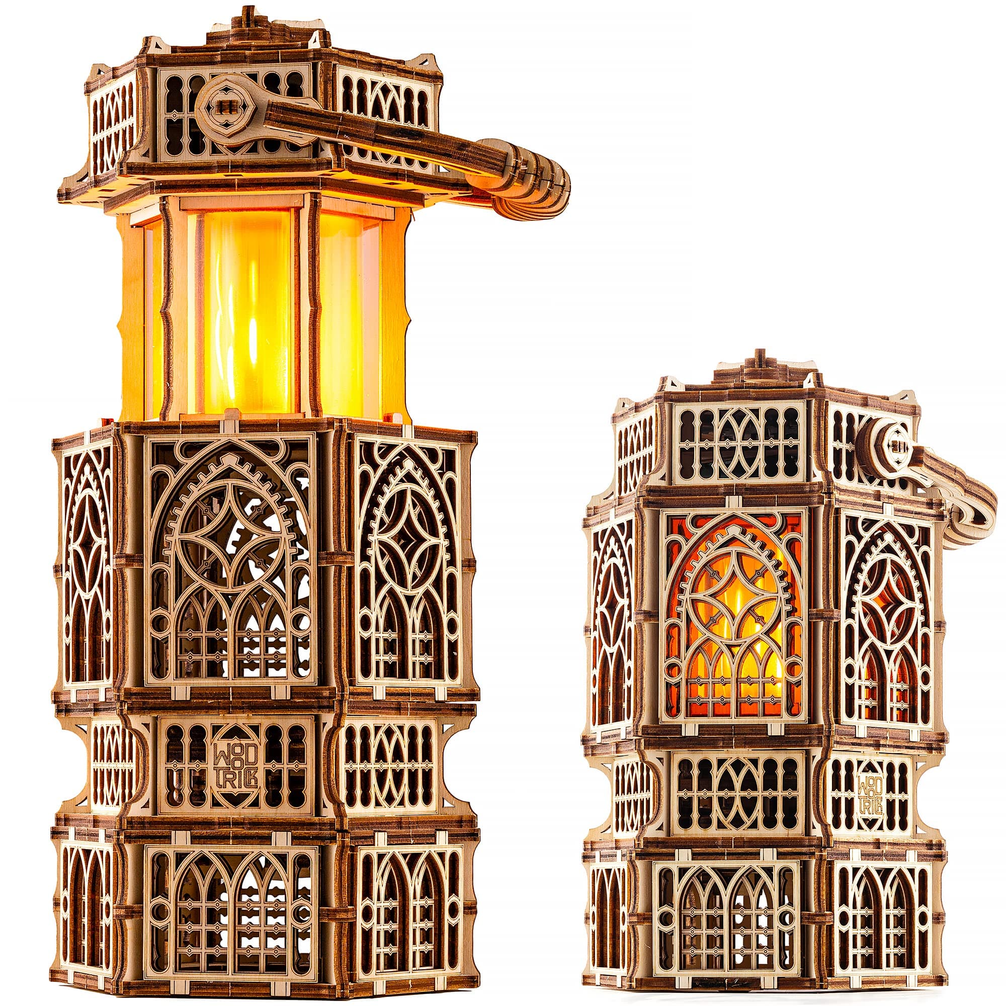 Wood Trick Antique Lantern Luminous LED 3D Wooden Puzzles for Adults and Kids to Build - 11x5 in - Engineering DIY Project Mechanical Wooden Models for Adults and Kids