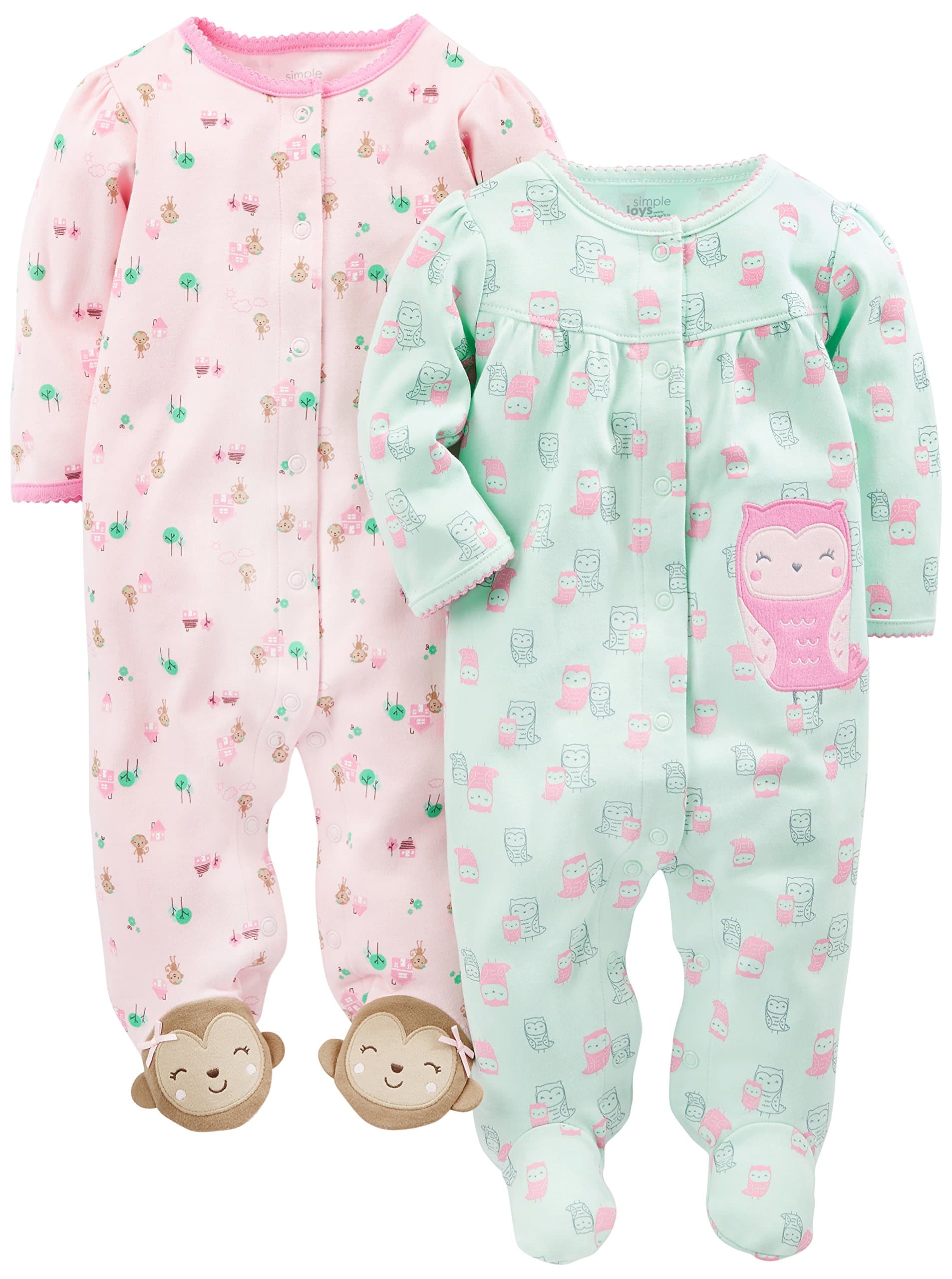 baby-girls 2-pack Cotton Snap Footed Sleep and Play