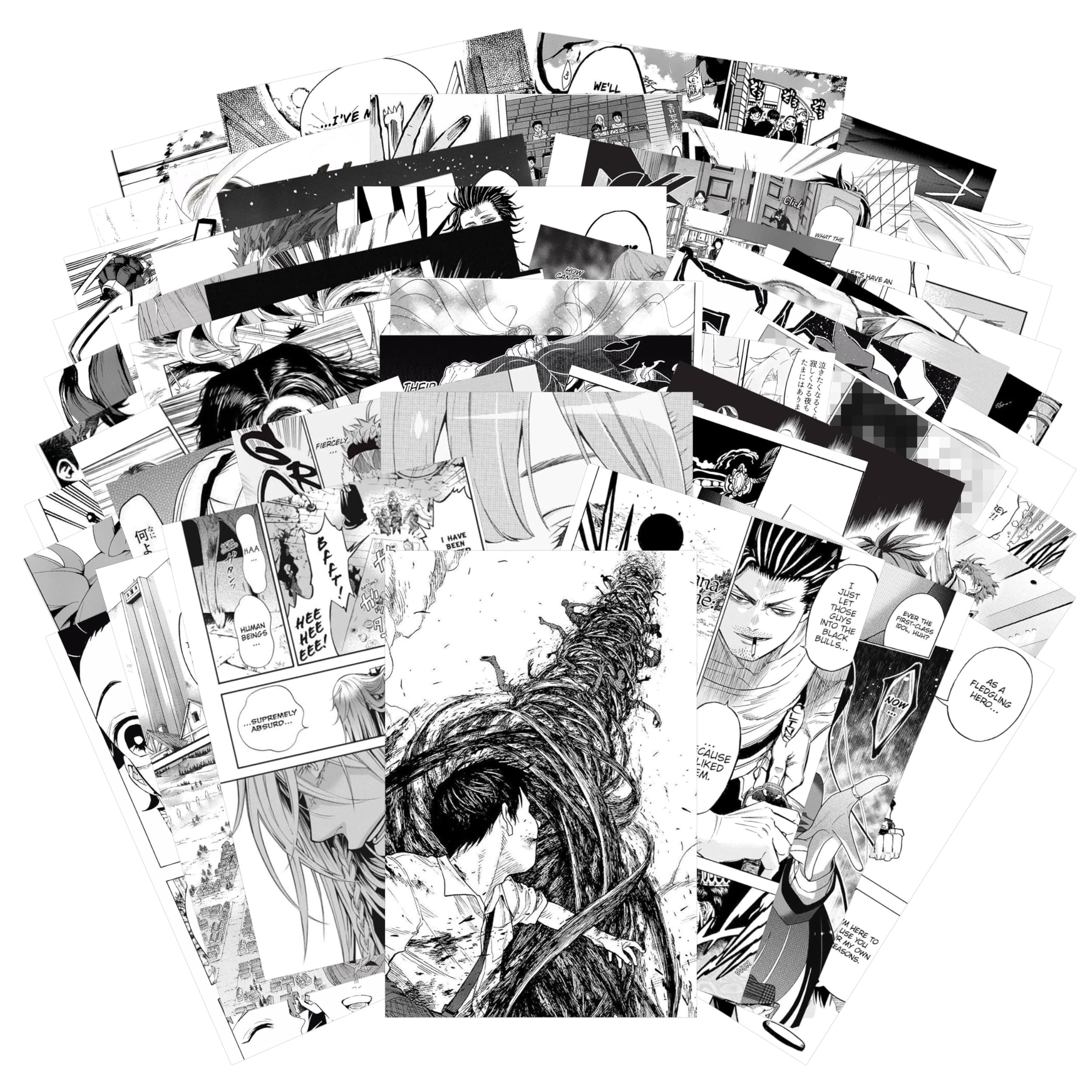 Adval9Vram 50Pcs Anime Aesthetic Pictures for Wall Collage Anime Manga Panels Indie Wall Art Poster Black and White Aesthetic Photo Prints Wall Dorm Decor VSCO Postcards for Teens Boys Girls