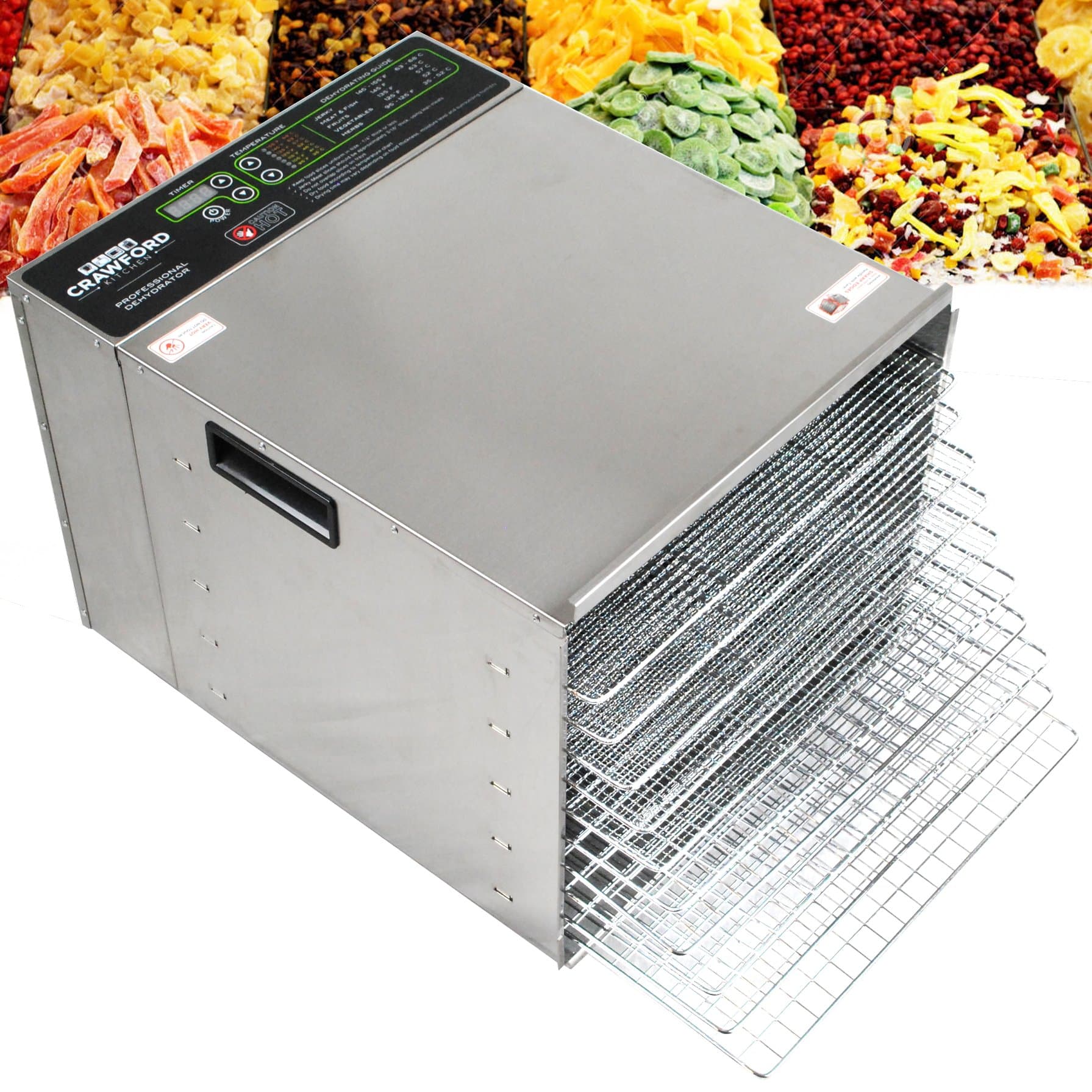 Commercial Food Dehydrator | Stainless Steel Body & Trays | Pro Quality Dehydrated Raw Food & Jerky Maker | 650W Ultra High Effieciency Design