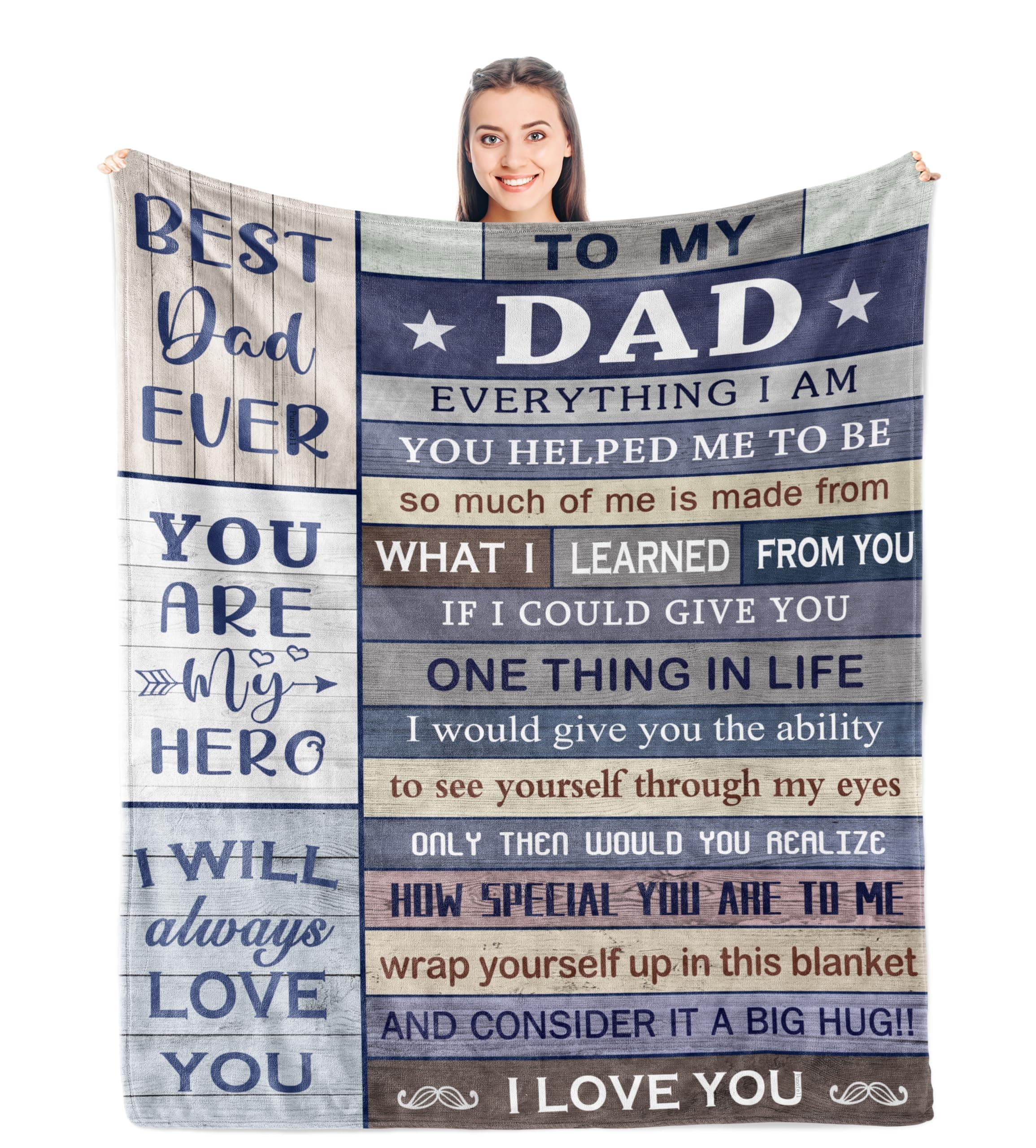 Punofell Gifts for Dad, Father's Day Dad Gifts from Daughter/Son, Best Dad Ever Birthday Favors, Presents for Elderly Daddy Who Wants Nothing, Papa/Father Blanket 50" x 60"