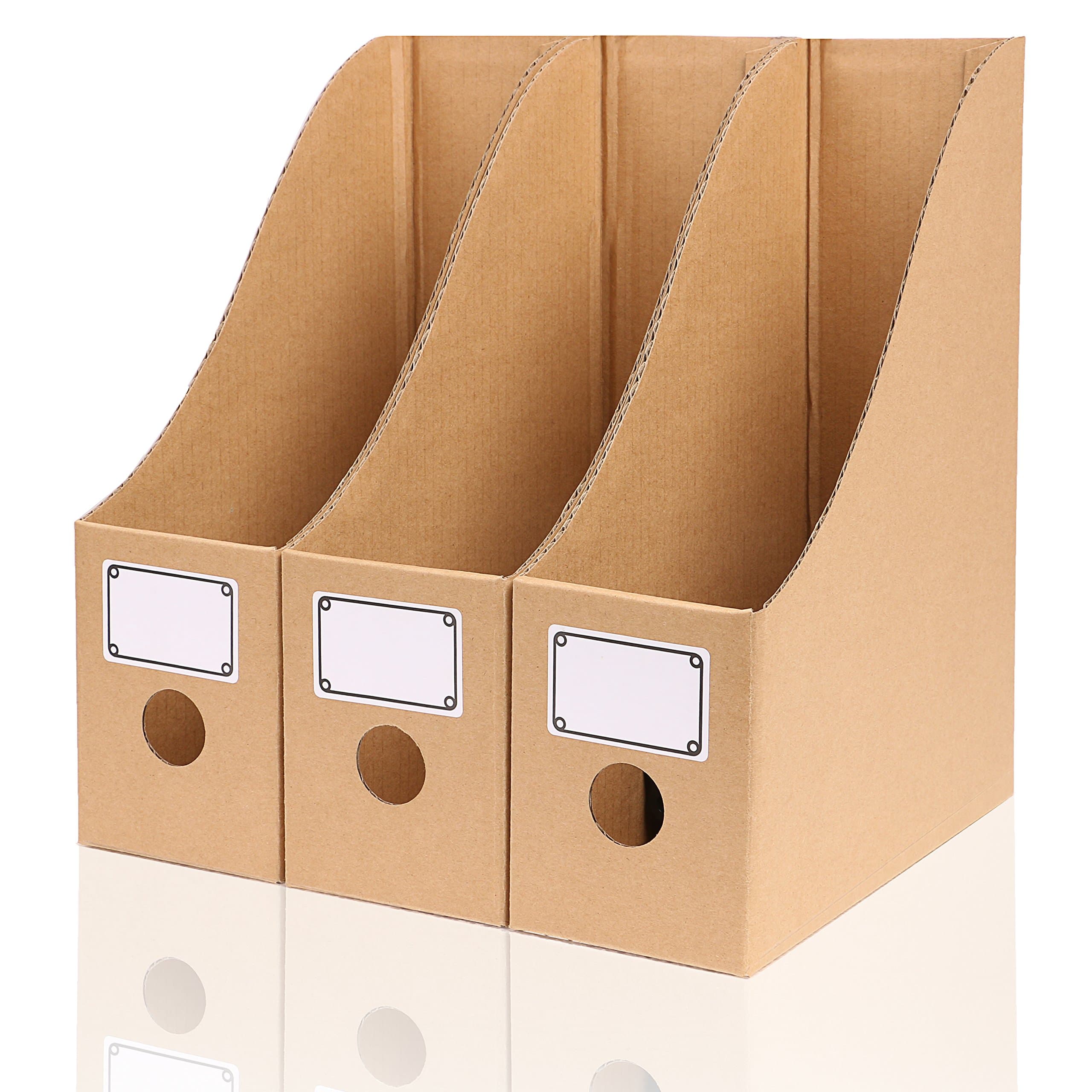 YuXiang Magazine File Holder Book Storage Shelf Organizer Box 100% Recyclable Kraft Paper(Pack of 3)