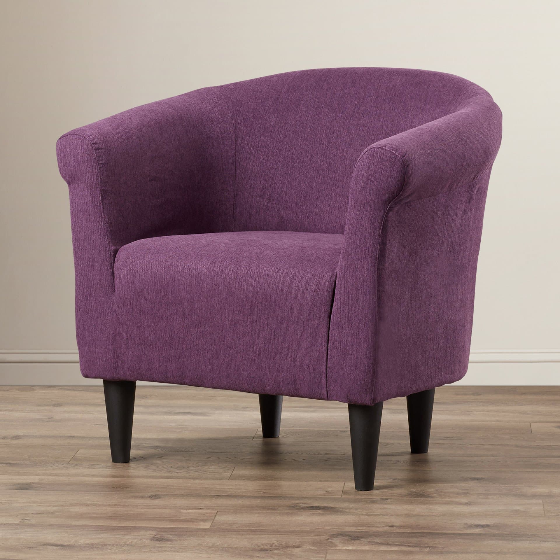 Modern Barrel Chair - Chic Contemporary Accent Furniture - Living Room Bedroom Seat for Home (Eggplant)
